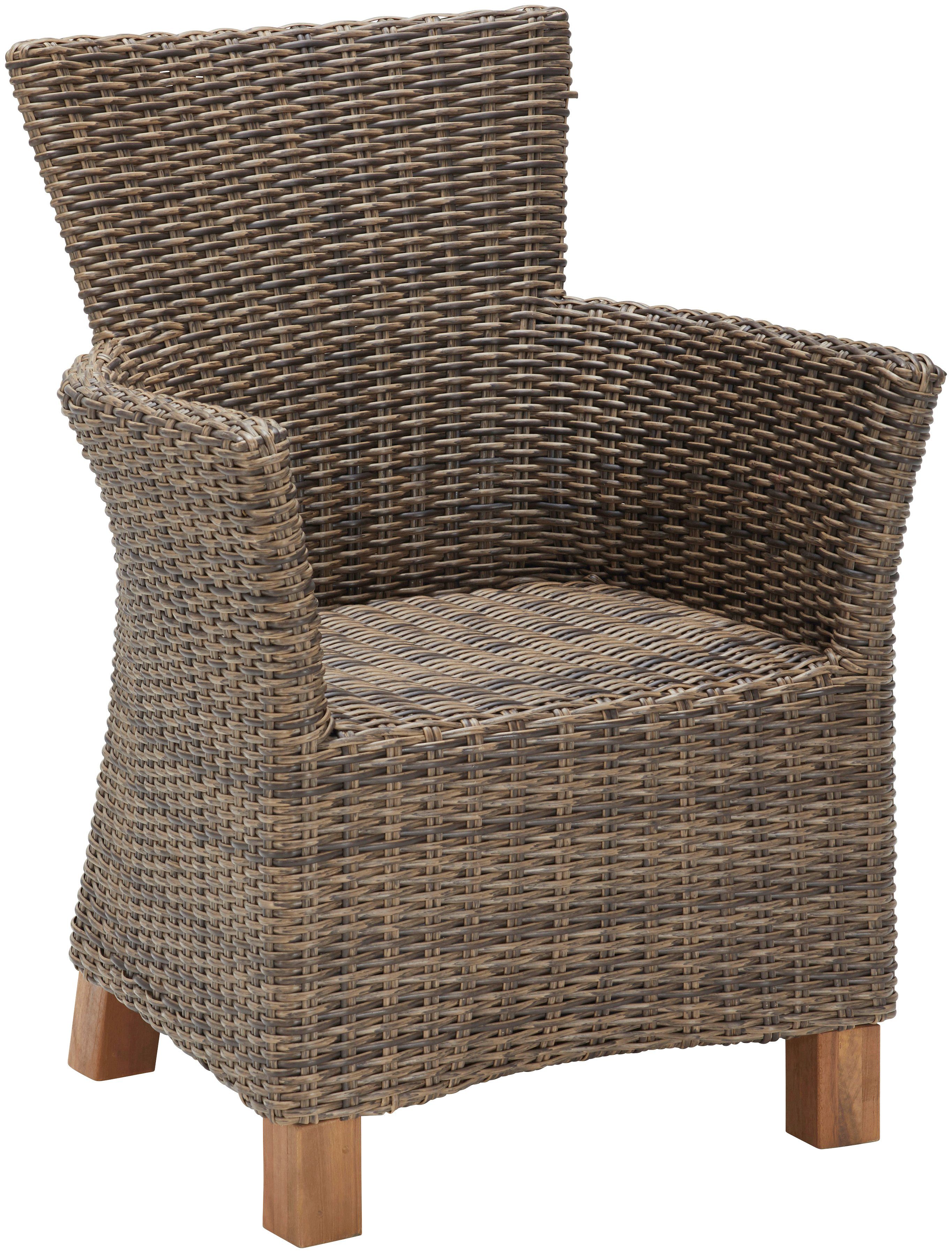 MERXX Garten-Essgruppe Toskana, (13-tlg., 6 Sessel, 1 Wangentisch 185x90 cm, inkl. Sitzkissen), Aluminium, Polyrattan, Akazienholz FSC 100 %, geeignet für 6 Per – Bild 5 von 5