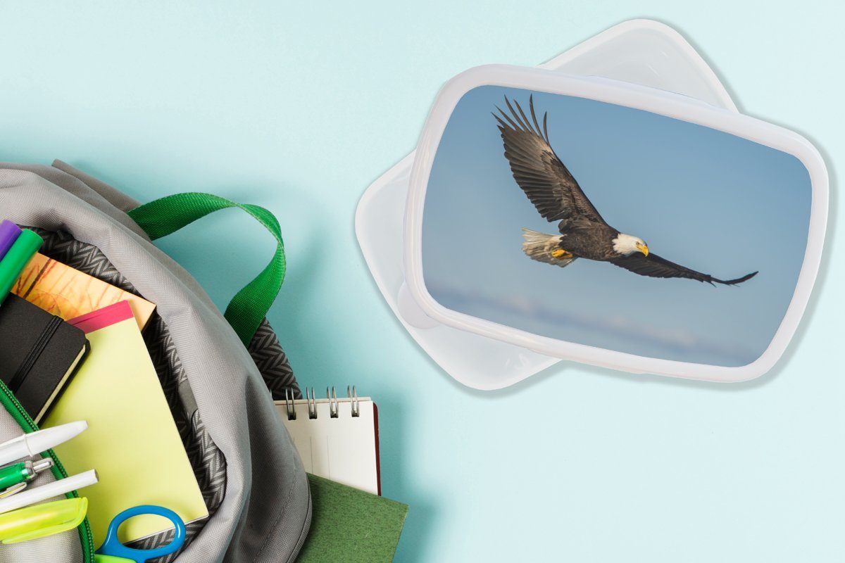 MuchoWow Lunchbox Kinder Erwachsene, Brotbox und Jungs für - (2-tlg), Vogel Brotdose, Mädchen Kunststoff, weiß Adler für und - Raubvögel