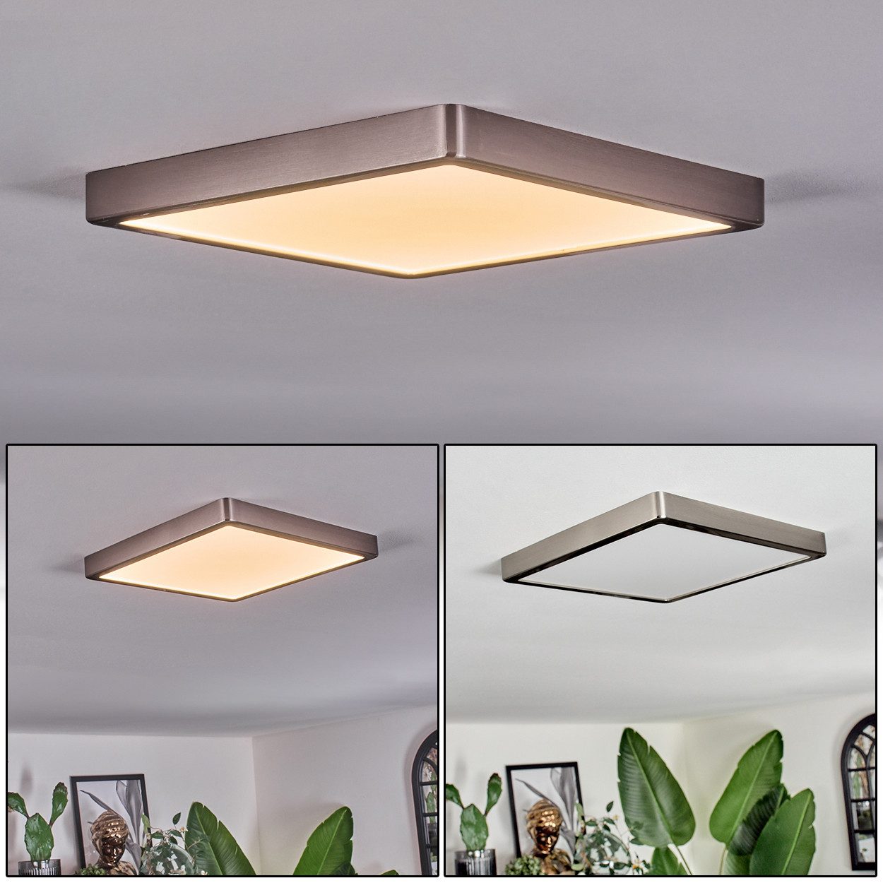 hofstein Deckenleuchte Deckenpanel aus Metall/Kunststoff in günstig online kaufen