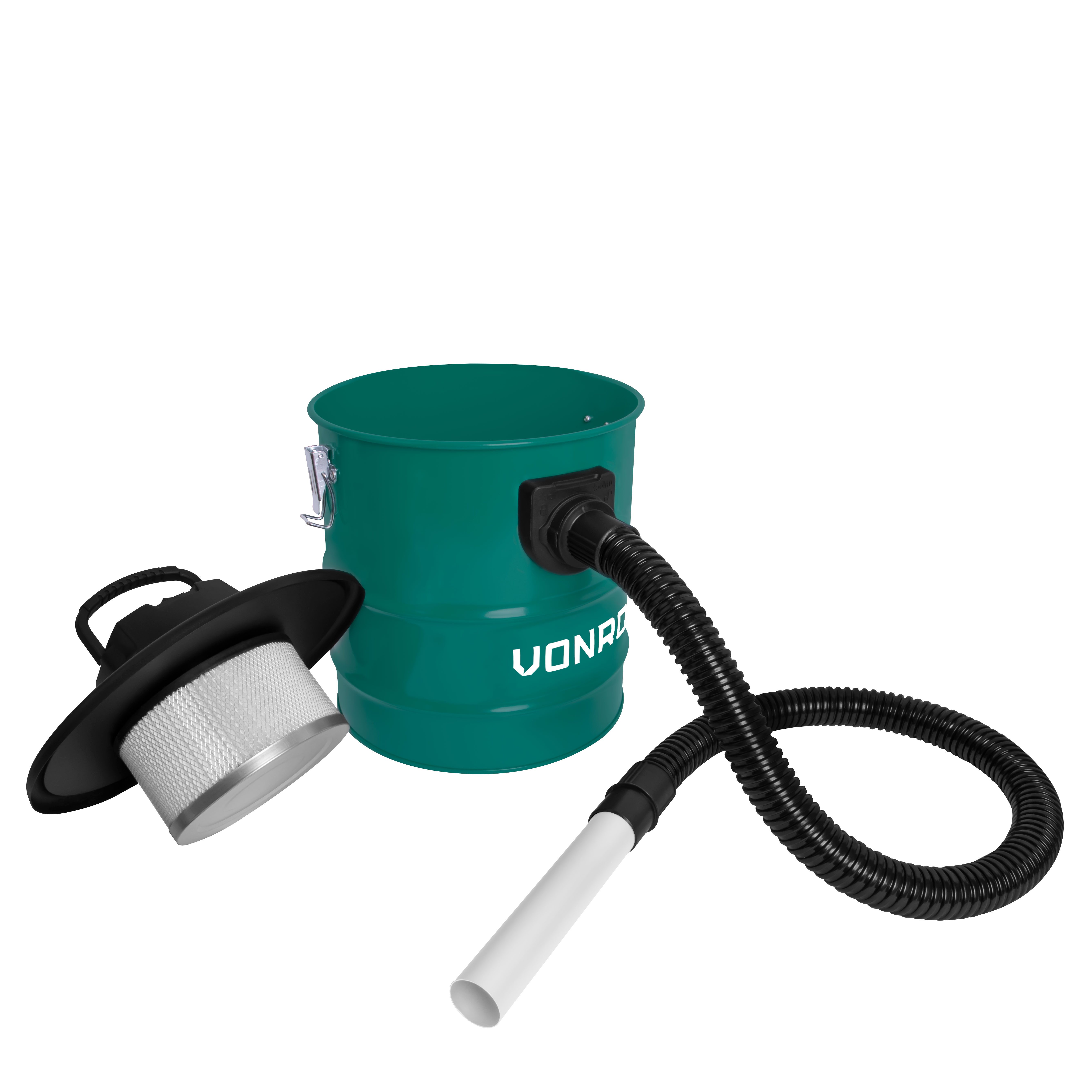 VONROC Aschesauger 1600w mit 20L Behählter und 3m Netzkabel, 1600 W, beutellos