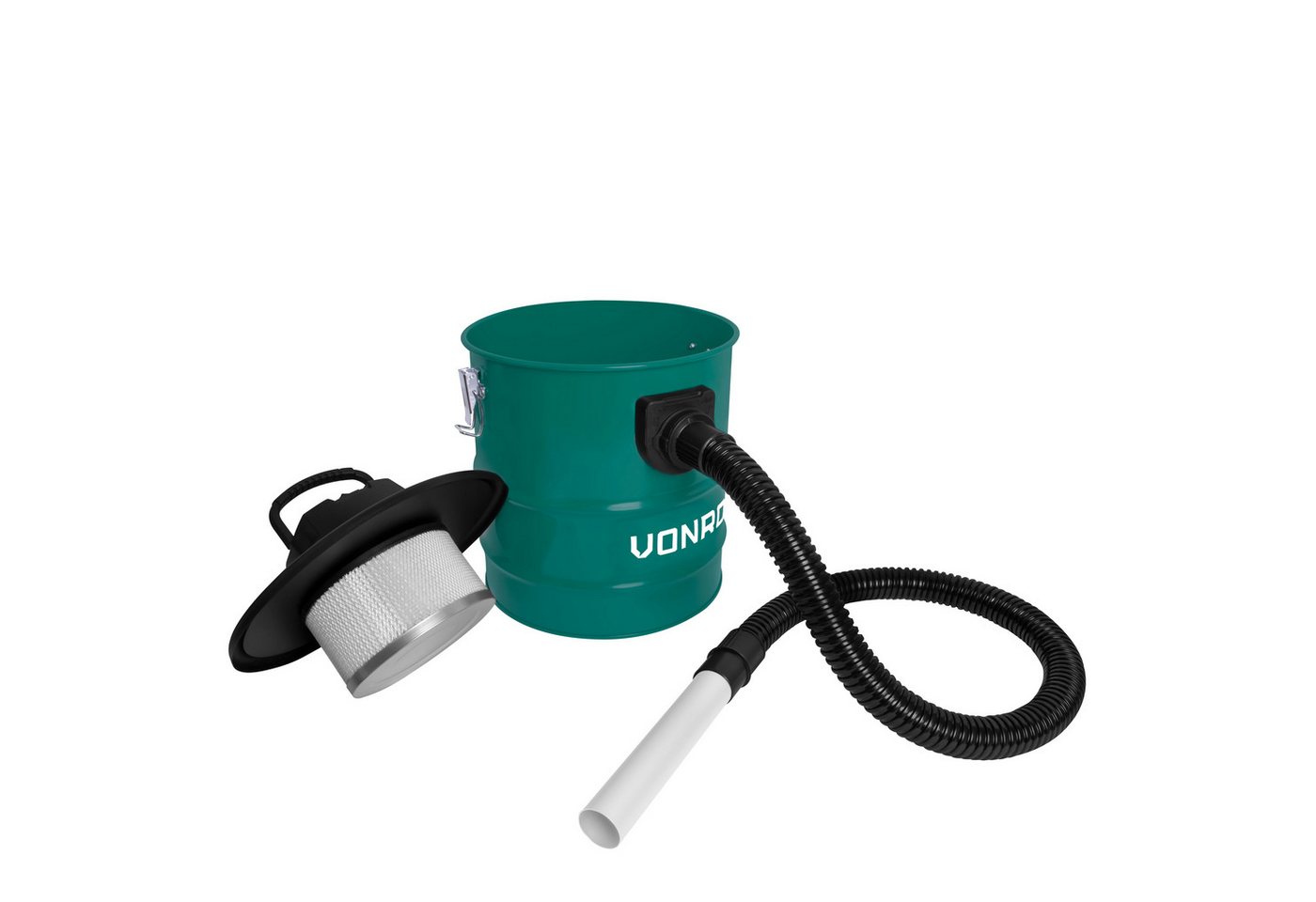 VONROC Aschesauger 1600w mit 20L Behählter und 3m Netzkabel, 1600 W, beutellos