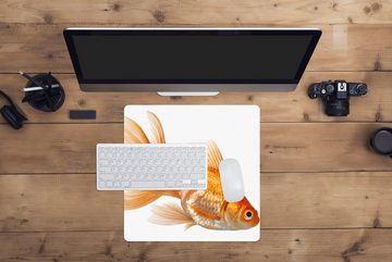 MuchoWow Gaming Mauspad Goldfisch - Weiß (1-St), Mousepad mit Rutschfester Unterseite, Gaming, 40x40 cm, XXL, Großes