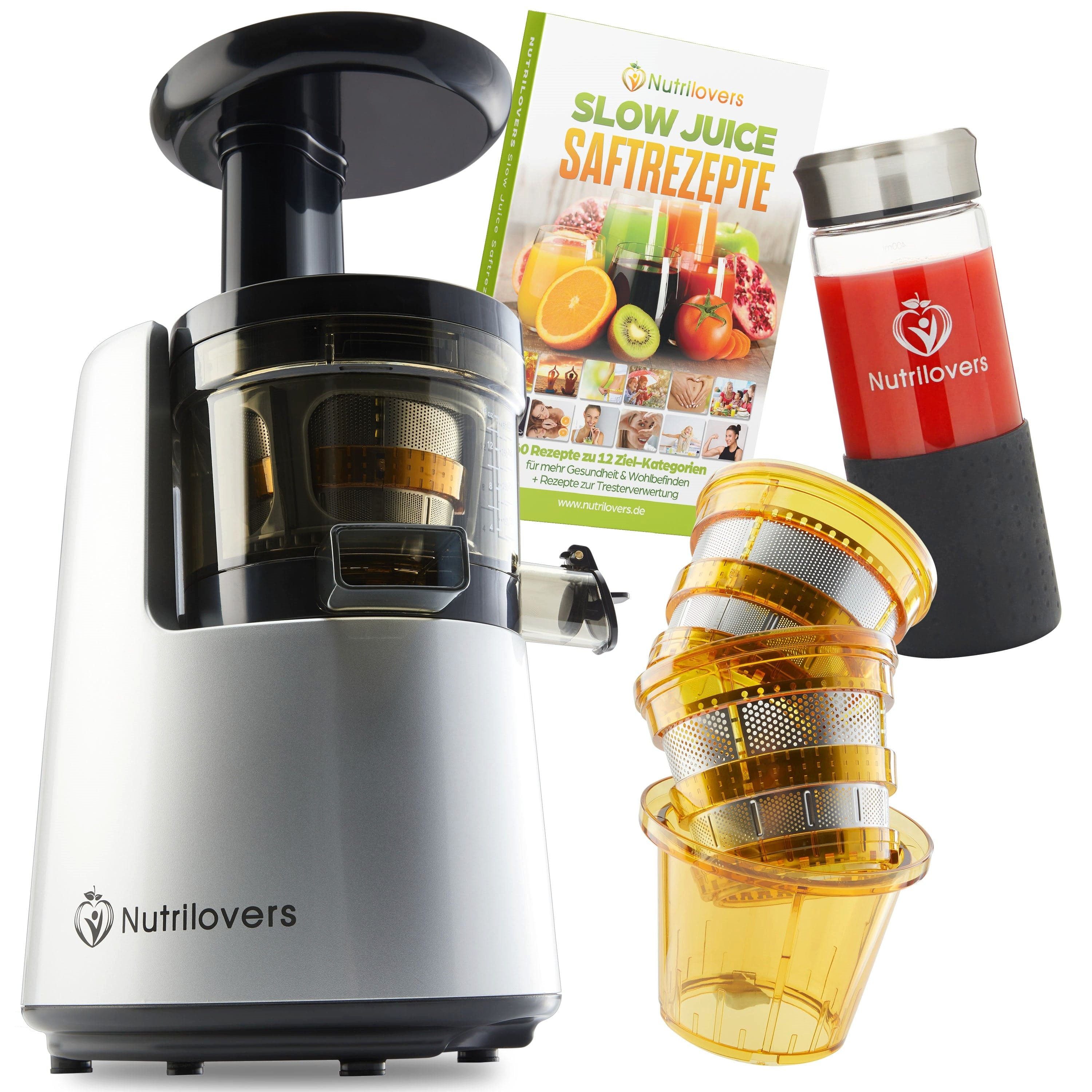 Nutrilovers Slow Juicer NUTRI-PRESS NO.1 Premium Slow Juicer Entsafter mit 3 Sieben, 200 W