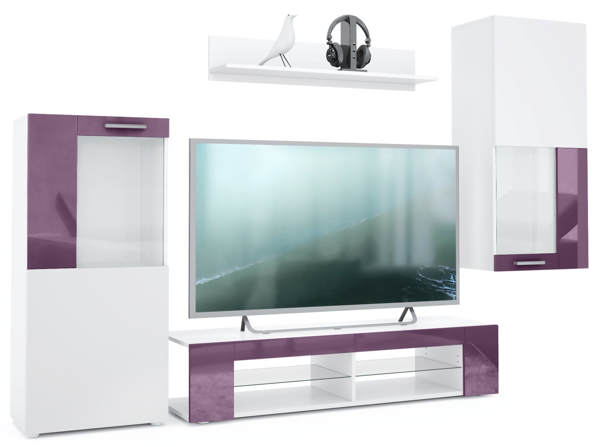 Vladon Wohnwand Movie, (Anbauwand, bestehend aus 1 TV-Board, 2 Vitrinen und günstig online kaufen