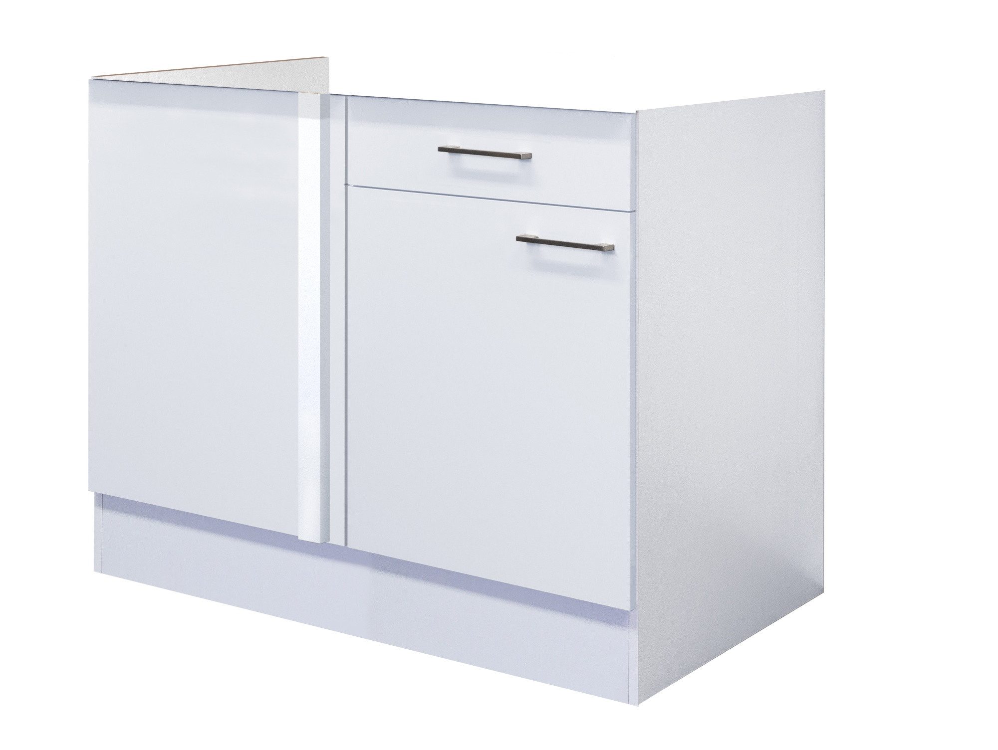 Flex-Well Eckunterschrank Eckunterschrank Küche ohne Arbeitsplatte - 100 cm breit - Weiß – Nawa