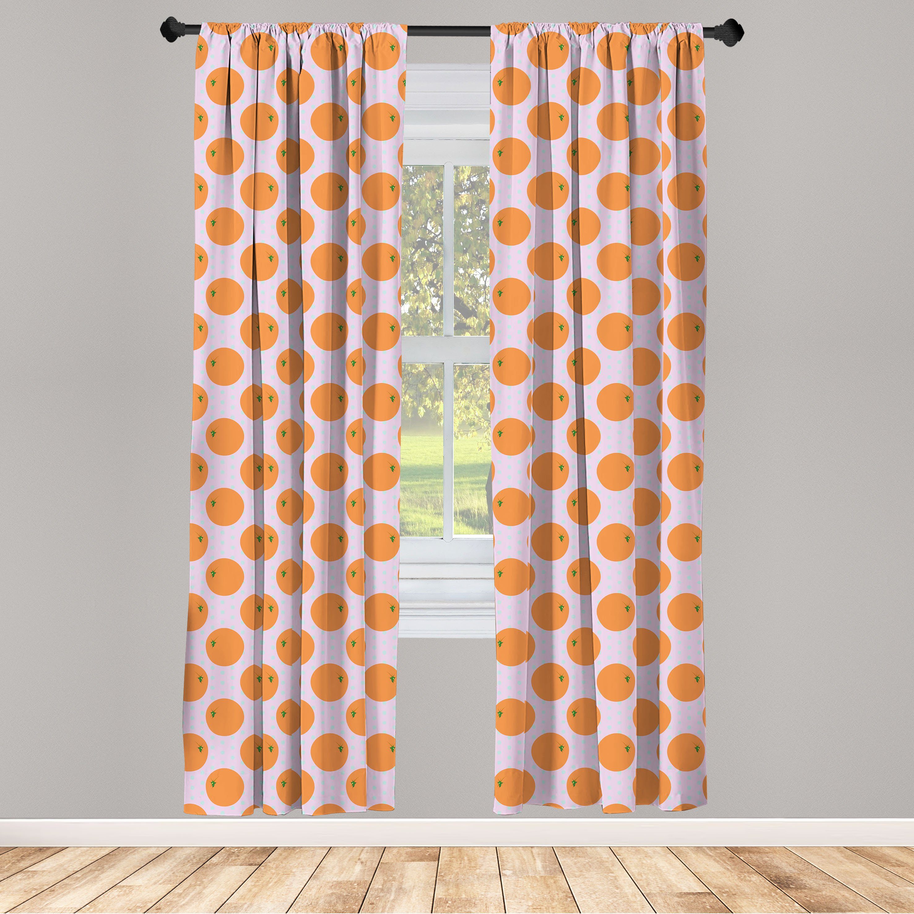 Gardine Vorhang für Wohnzimmer Schlafzimmer Dekor, Abakuhaus, Microfaser, Orange Zitrusfrucht auf Tupfen