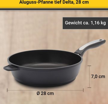 Krüger Bratpfanne Aluguss Pfanne tief DELTA, 28 cm, Aluminiumguss (1-tlg), für Induktions-Kochfelder geeignet, tiefe Ausführung