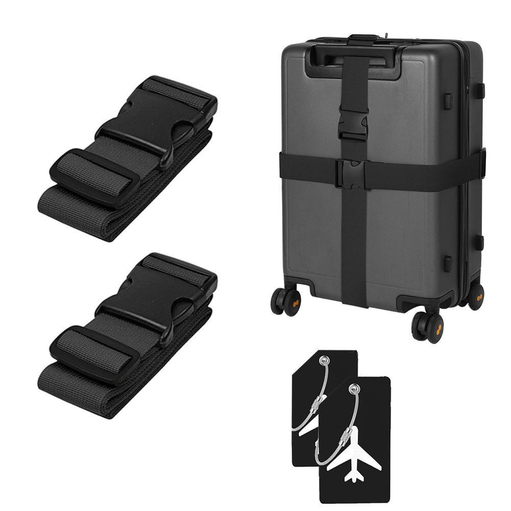FELIXLEO Koffergurt 2er Set Schwarz Koffergurt Koffer Band 185cm Lang Koffer Gepäckgurt, (2-tlg)