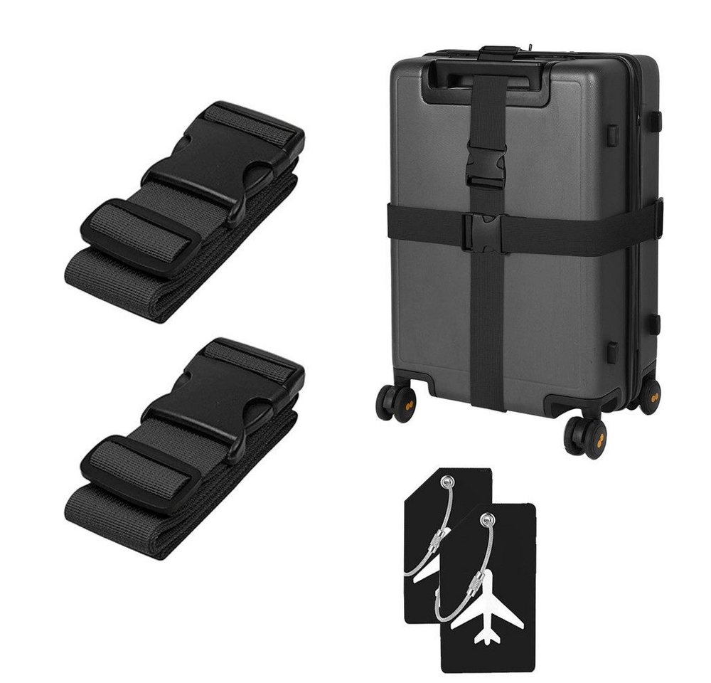 FELIXLEO Koffergurt 2er Set Schwarz Koffergurt Koffer Band 185cm Lang Koffer Gepäckgurt, (2-tlg)