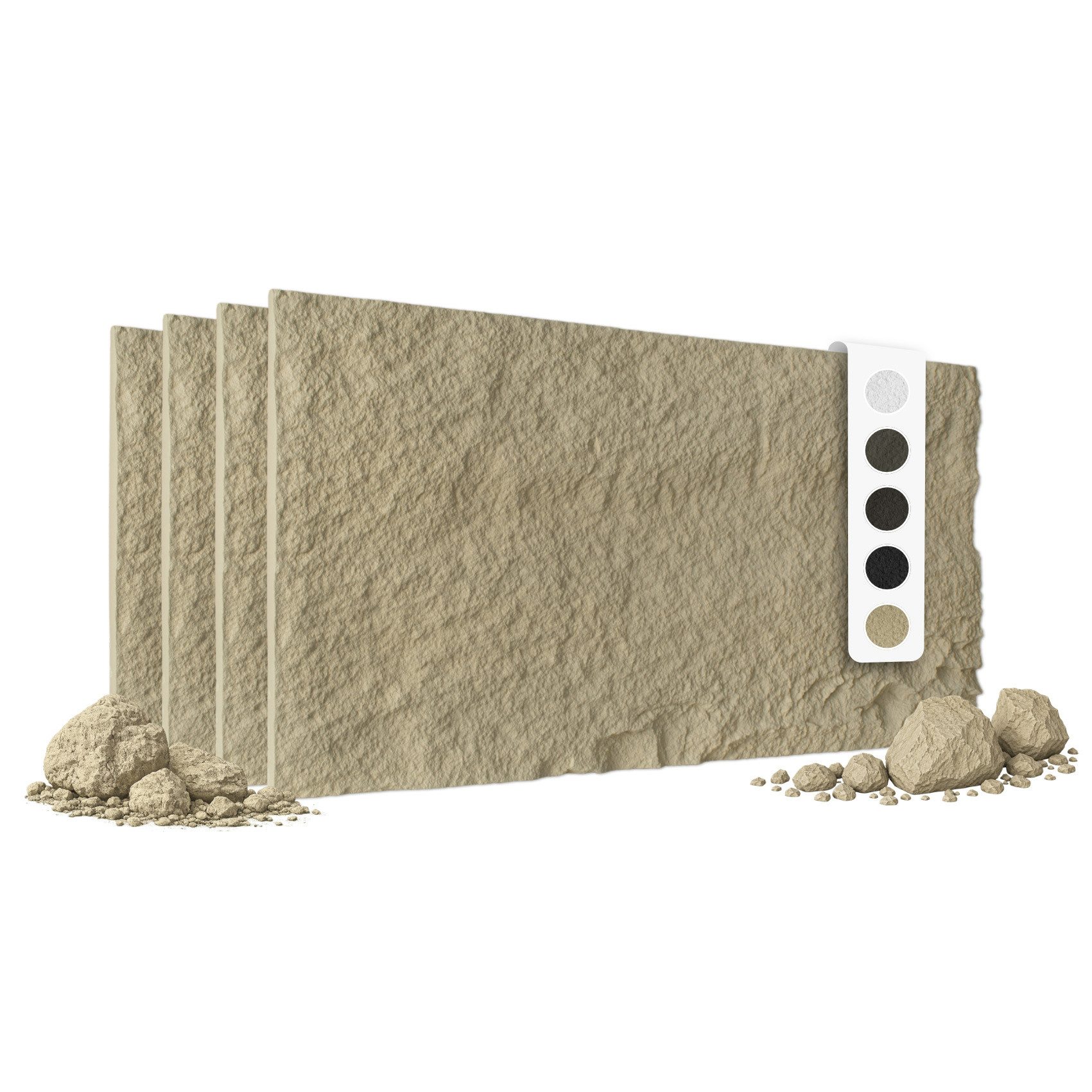Hexim Wandpaneel, BxL: 60.5x121 cm, (Steinoptik Felsen Platten 4 Stück 120x60cm PU Wandverkleidung 2,92 m² 3D Paneele Bruchstein Stone Dekor Wandpaneele Wanddeko Steinplatte Felswand Wohnzimmer Innenwand (A002-15 Beige)