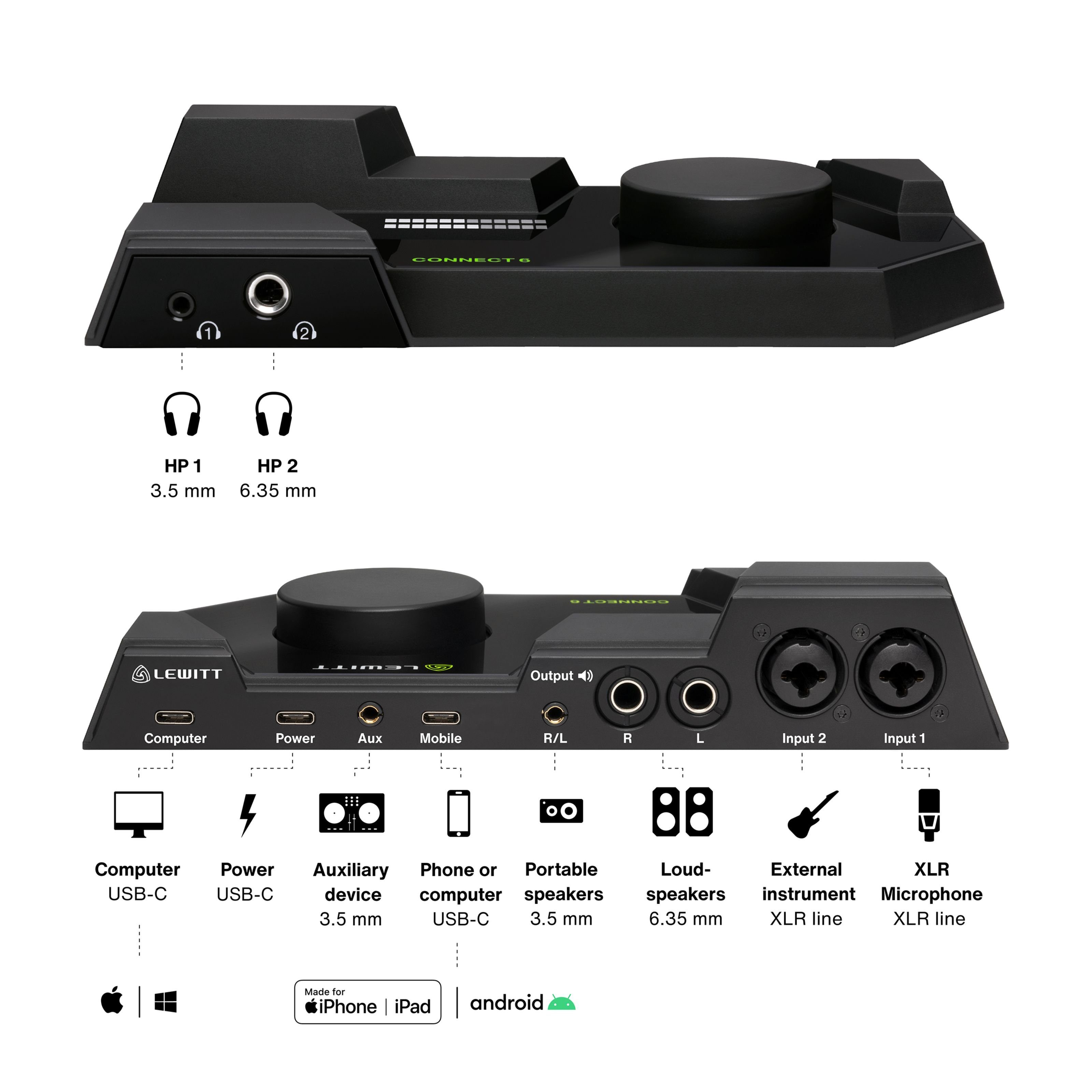 Lewitt Digitales Aufnahmegerät (CONNECT 6 - USB Interface)