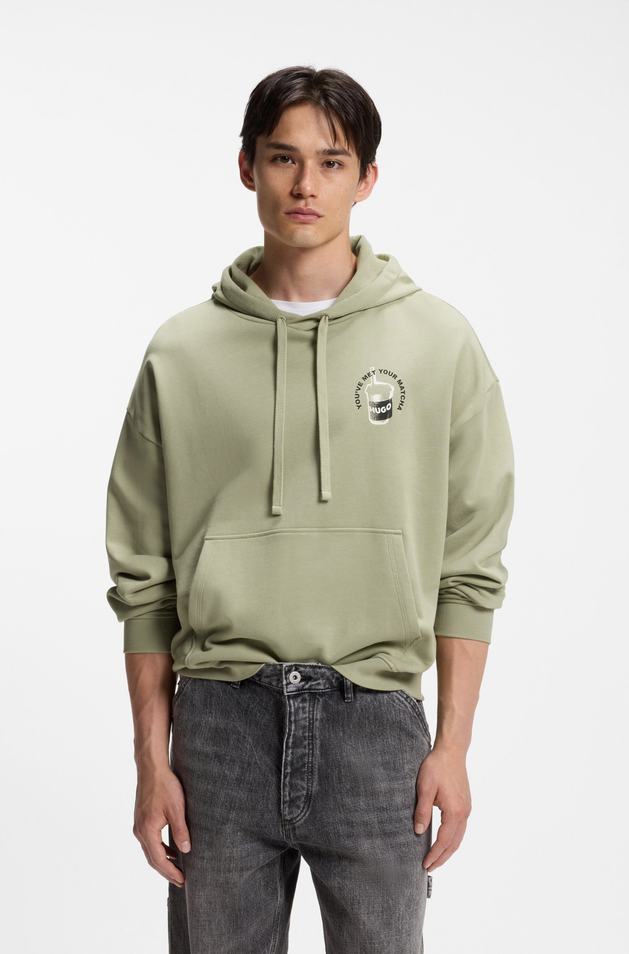 HUGO Kapuzensweatshirt Necdysis Regular Fit, Kapuze mit Kordelzug, reine Baumwolle