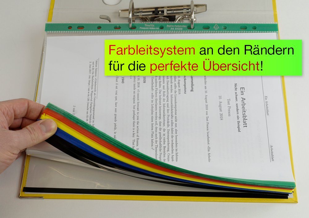 Thumbnail - TimeTEX Prospekthülle Prospekt-Hüllen A4 mit Duplex-Farbstreifen, 50 Stück