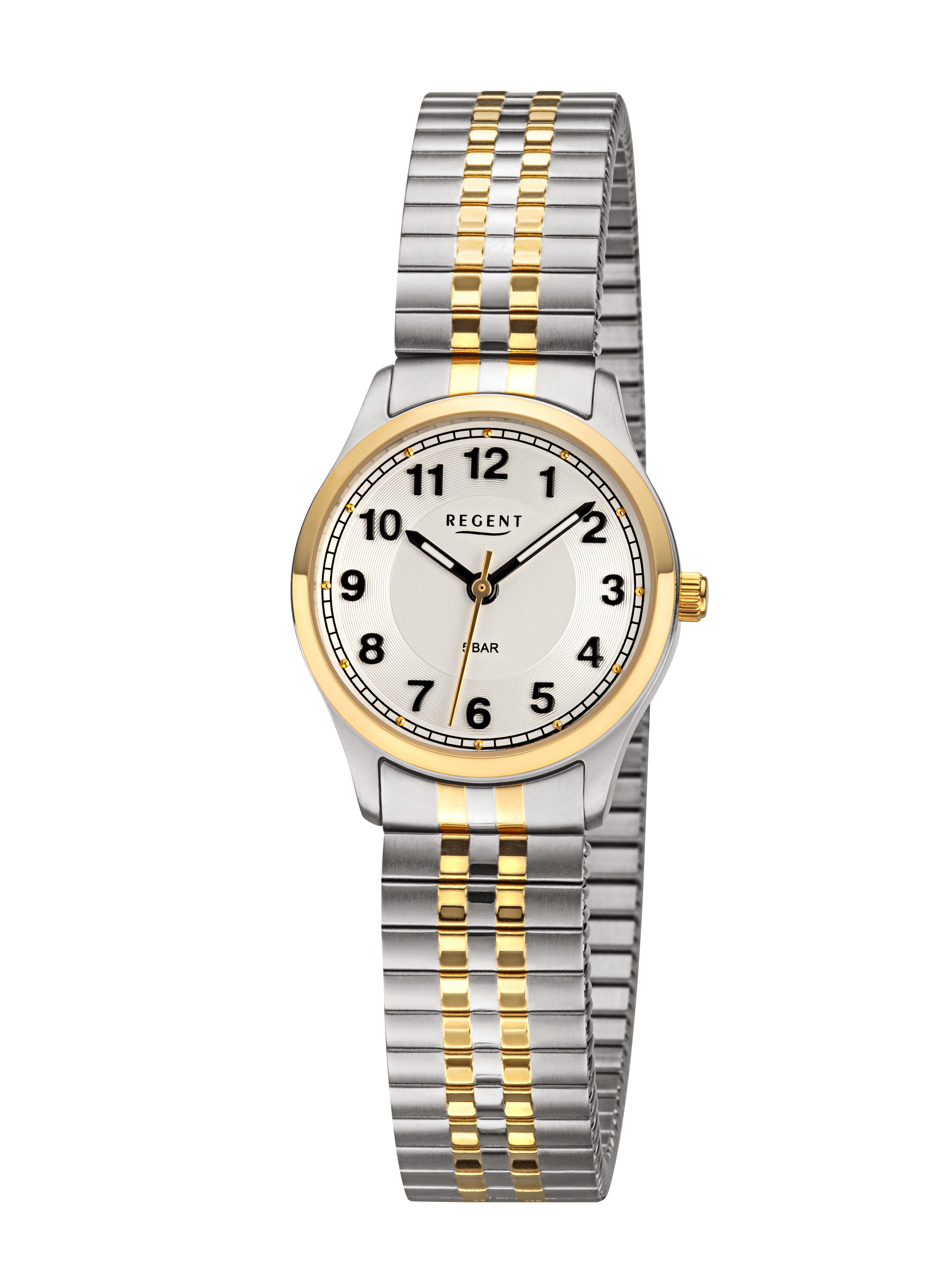 Regent Quarzuhr BA887, Armbanduhr, Damenuhr, Edelstahlarmband, analog