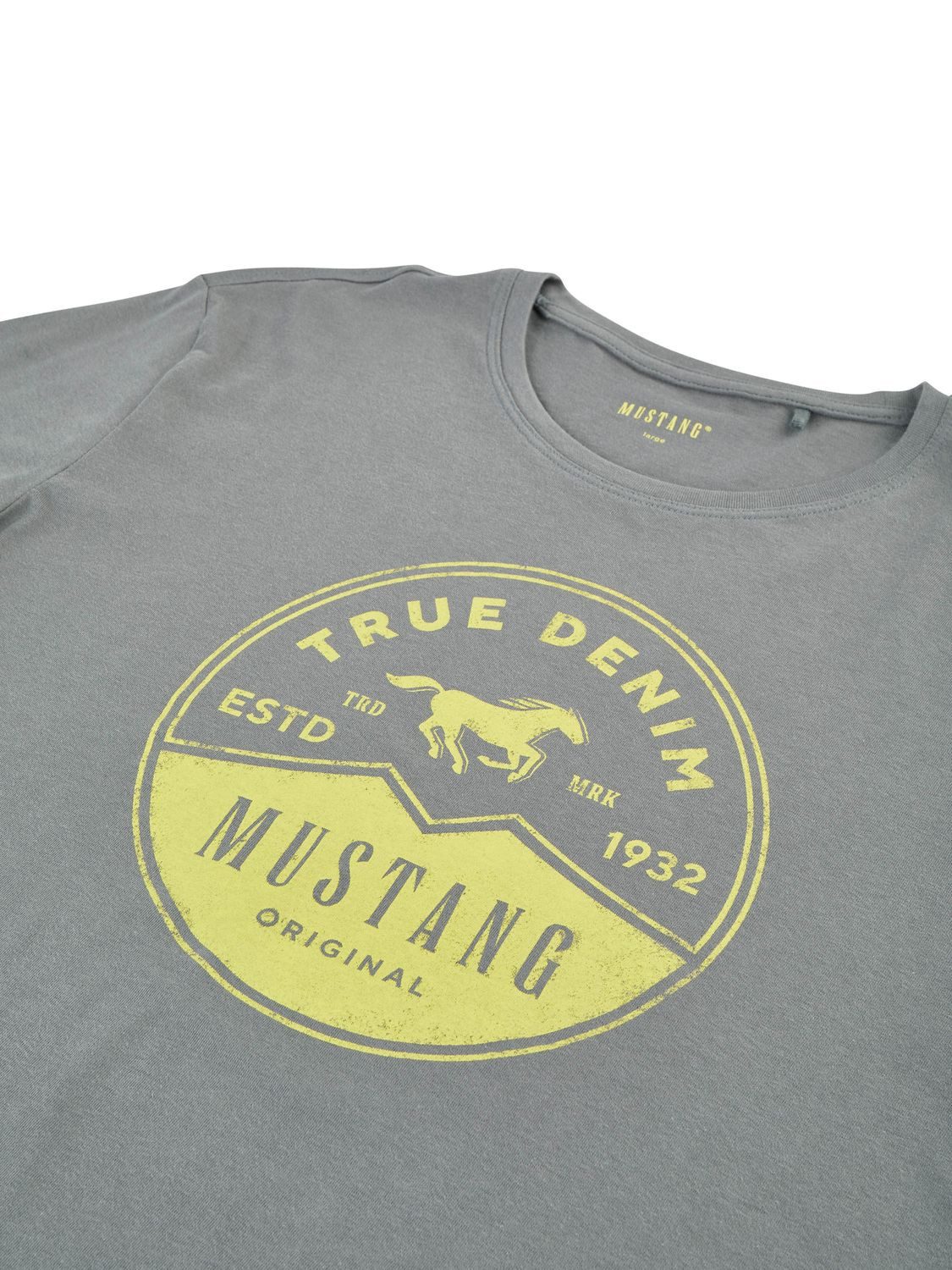 MUSTANG T-Shirt Herren Printshirt Regular Fit (1-tlg) Kurzarm Tee Shirt mit Rundhalsausschnitt aus 100% Baumwolle