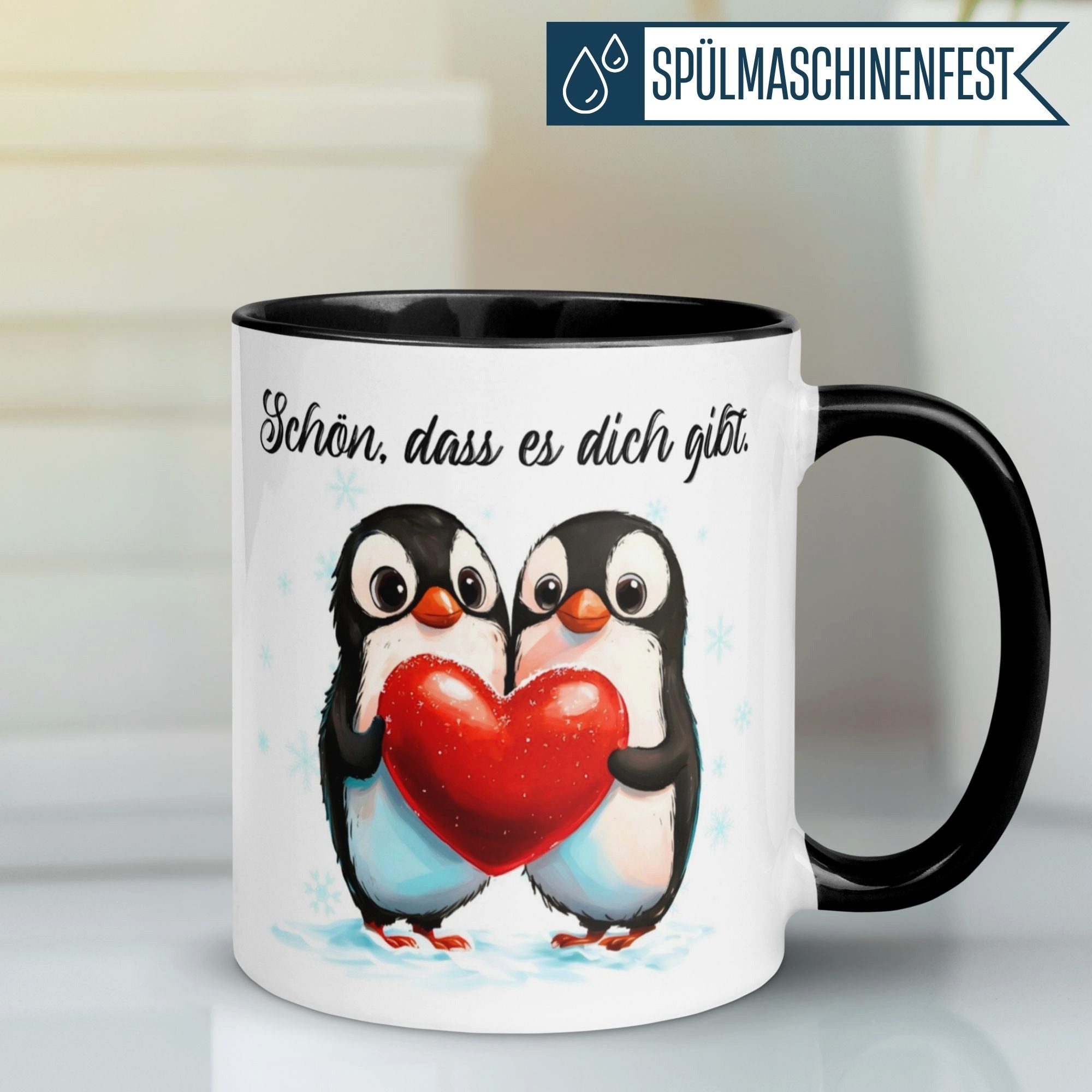 Momentals Tasse Danke – „Pinguin - Schön dass du da bist“ – Dankeschön Geschenke, Gratis Versand · Links-&Rechtshänder · Spülmaschinenfest