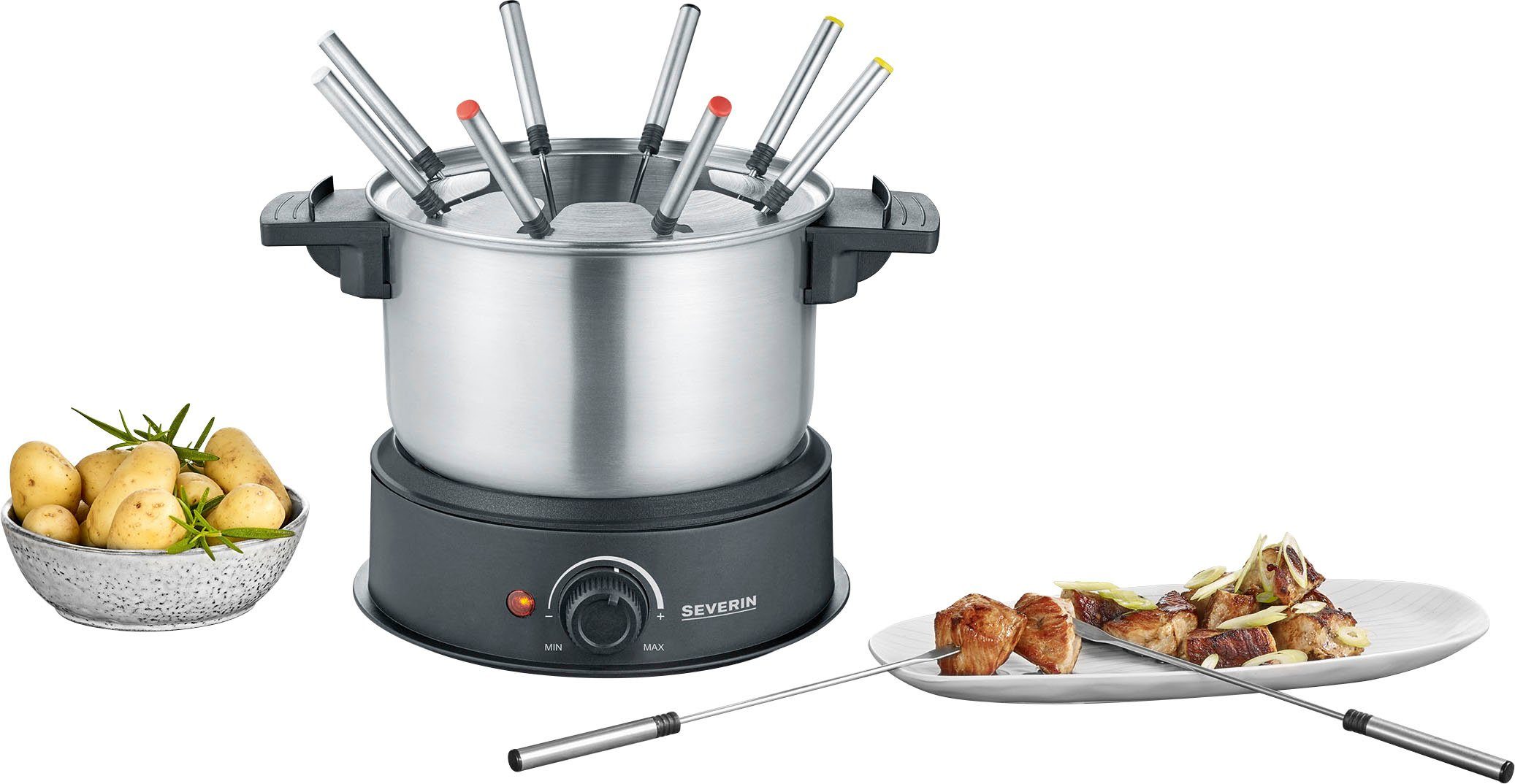 Severin Elektro-Fondue FO2470, 4 Fonduegabeln, 1,4 l