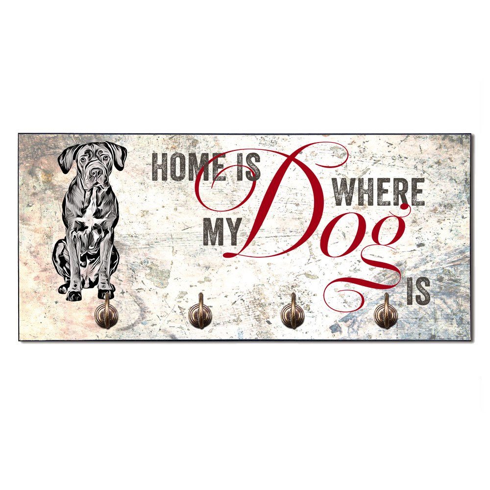 abgeschrägten mit Wandgarderobe MDF, 4 für Hundebesitzer Hundezubehör CANE - Ecken, für Hundegarderobe Haken), handgefertigt, mit Cadouri CORSO Wandboard (Hundegarderobe
