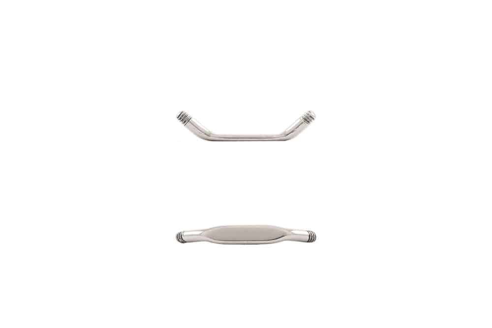 Brustwarzenpiercing Titan Surface Barbell FLACH (45 Grad) 1,6 x 2,5 mm ohne Kugeln
