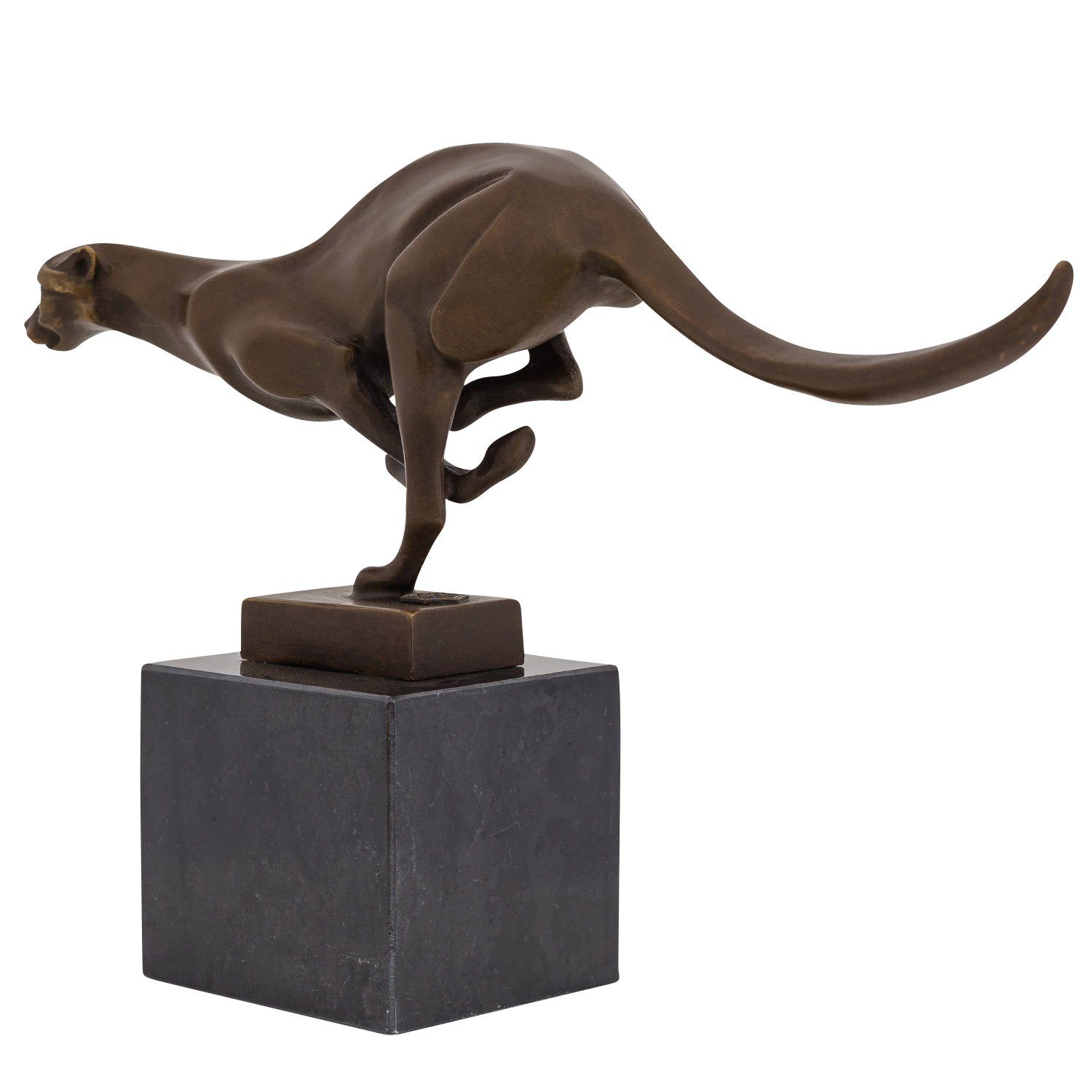 Statu Figur Antik-Stil Gepard im Bronzeskulptur Aubaho Leopard Bronze Skulptur Panther