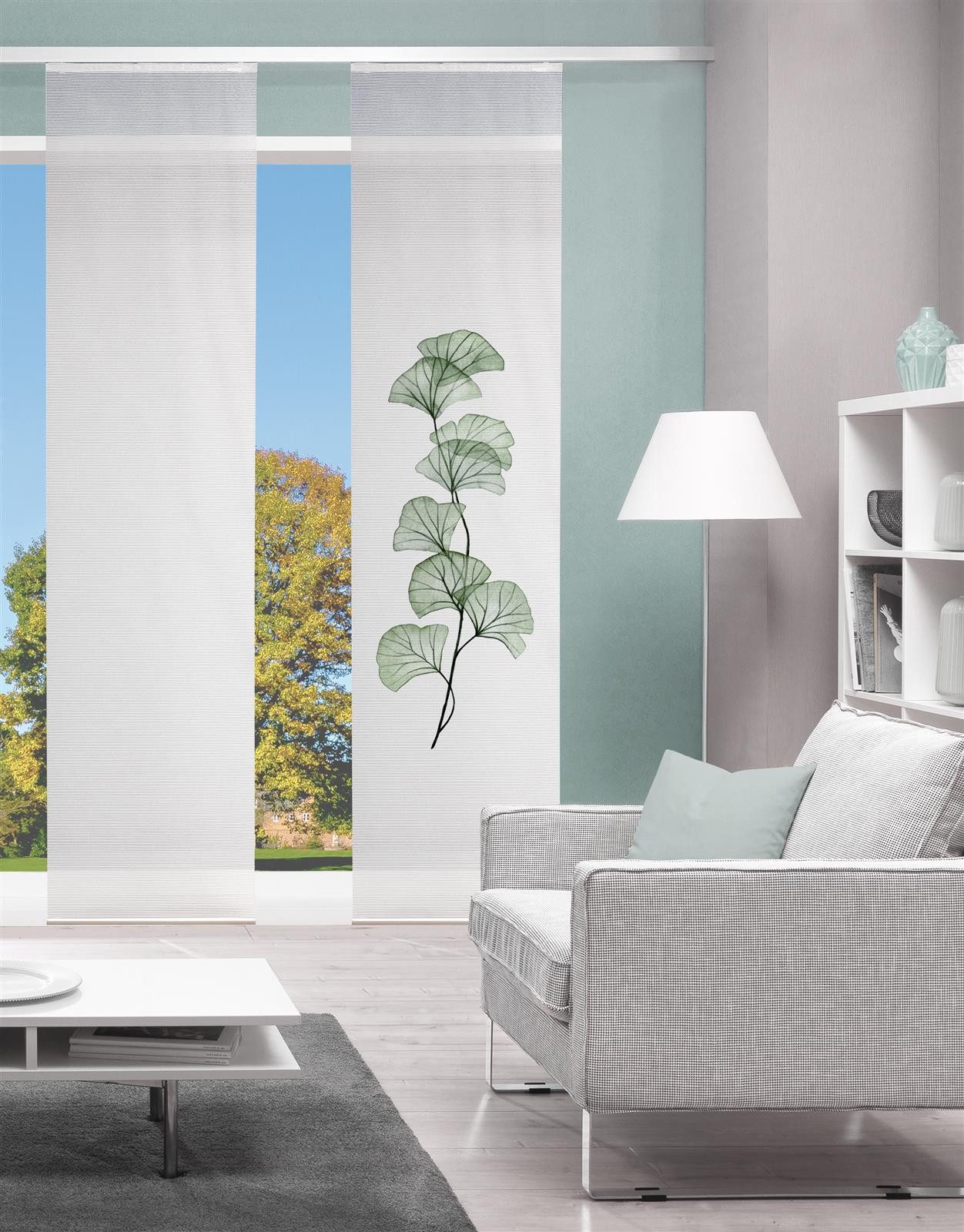 Vision S Schiebegardine Vision S Schiebevorhang Bambusoptik Digitaldruck Berto 260x60 cm Salb (1 St), Kunstfaser, 1x Schiebewand inkl. Paneelwagen und Klemmleiste Salbei