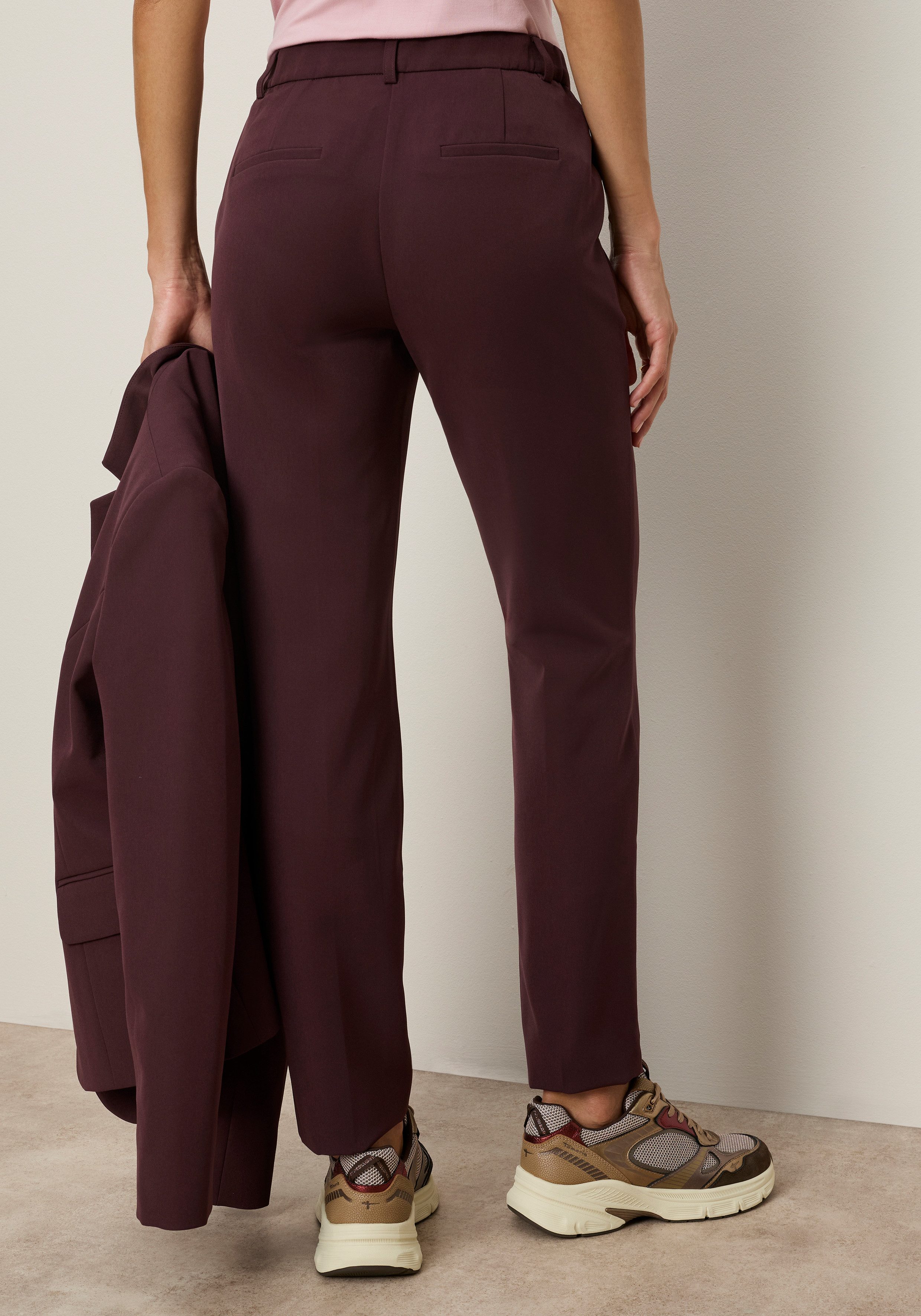 Tamaris Anzughose mit schlanker Passform mit elastischem Bund in Trendfarben - mit passendem Blazer