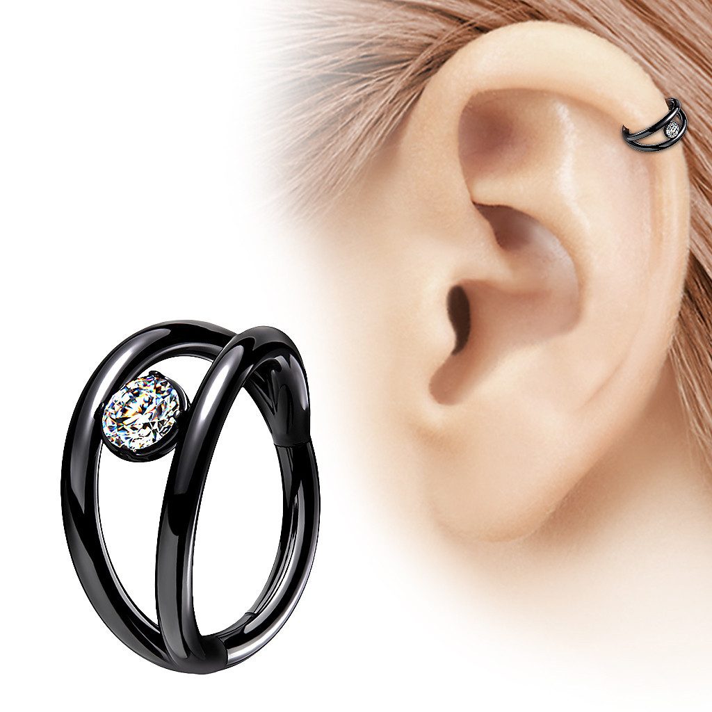 Taffstyle Nasenpiercing Doppel Ring Septum Piercing Scharnier Kristall Schw günstig online kaufen