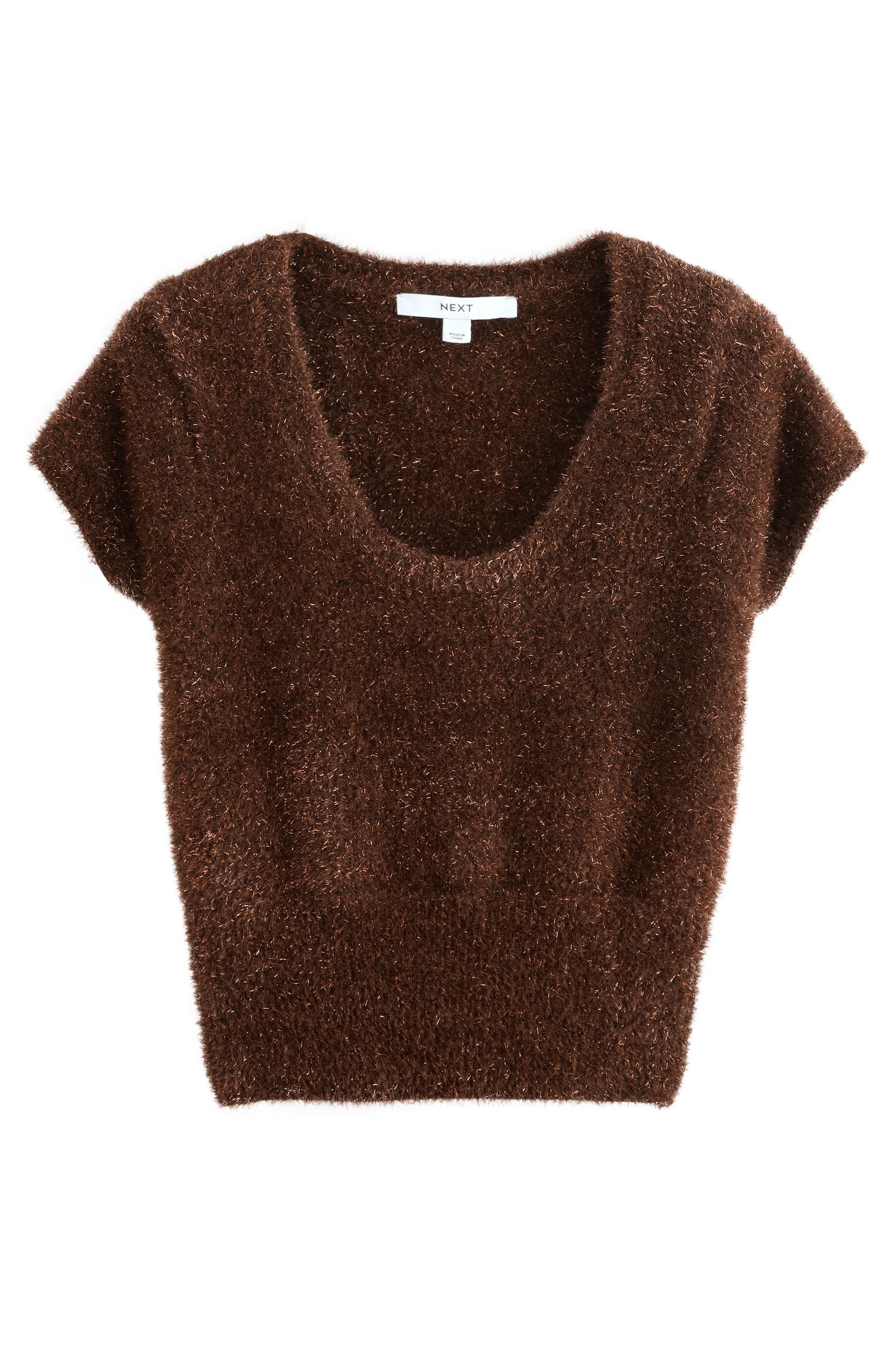 Next Strickpullover Funkelndes T-Shirt mit U-Ausschnitt günstig online kaufen