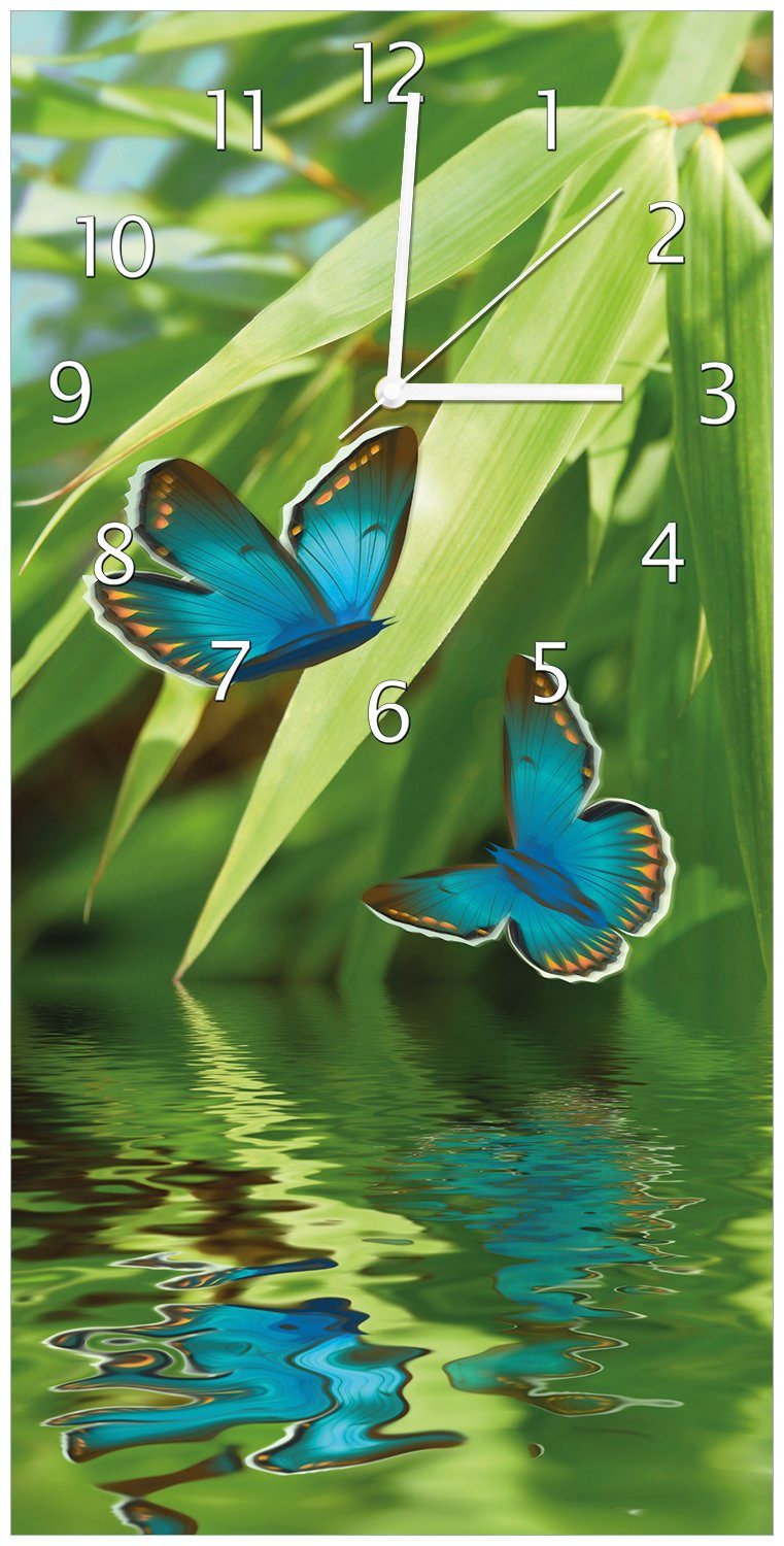 Wallario Wanduhr Schmetterlinge in Reflektion (Uhr aus Acryl)