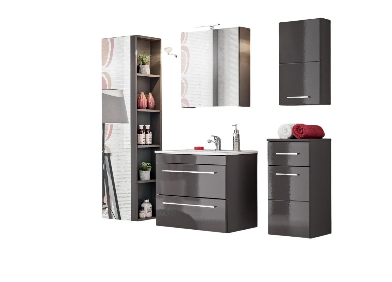 Xlmoebel Badezimmer-Set Traditionelles Badezimmermöbel aus Italien mit elegantem Design, (5-St., Waschtisch + 2x Schränke + Hängeschrank + Schrank mit Spiegel), Hergestellt in Europa