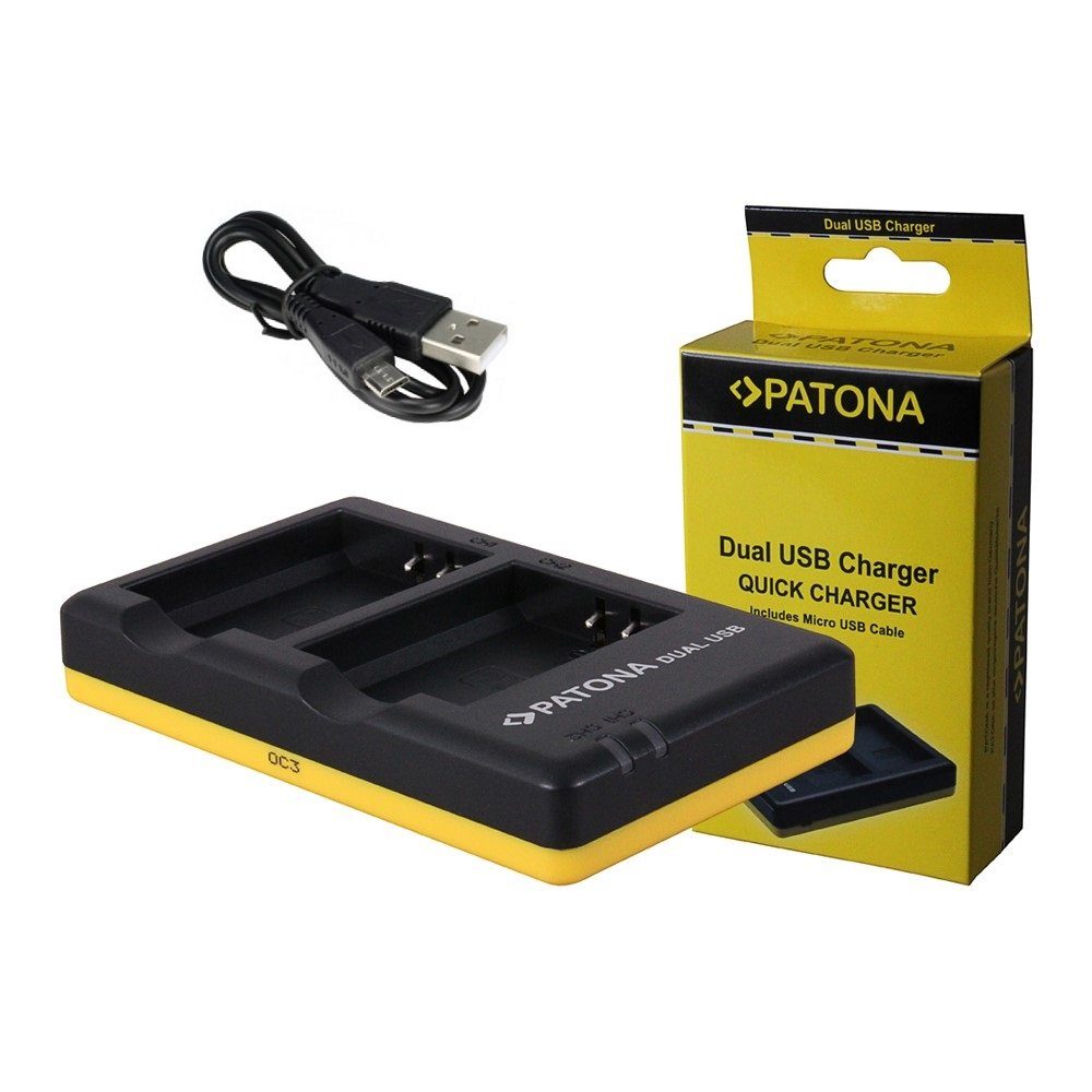 Patona Set: 2x Akku für Canon LP-E10 + Dual Schnell Ladegerät Kamera-Ladegerät (700,00 mA, Ladegerät, 1-tlg., 2 Akkus, Micro USB Kabel)