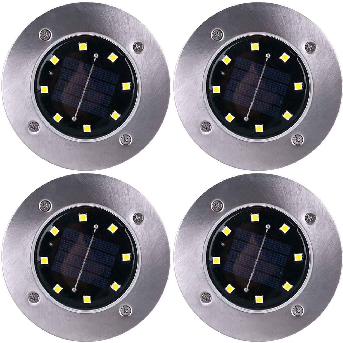 Casativo Gartenstrahler Solar-Bodenstrahler 200lm IP44 Erdspieß Garten-Außenleuchte Ø 11,5cm, LED fest integriert, 8-LEDs je Strahler, Wegleuchte, Dämmerungssen – Bild 2 von 5