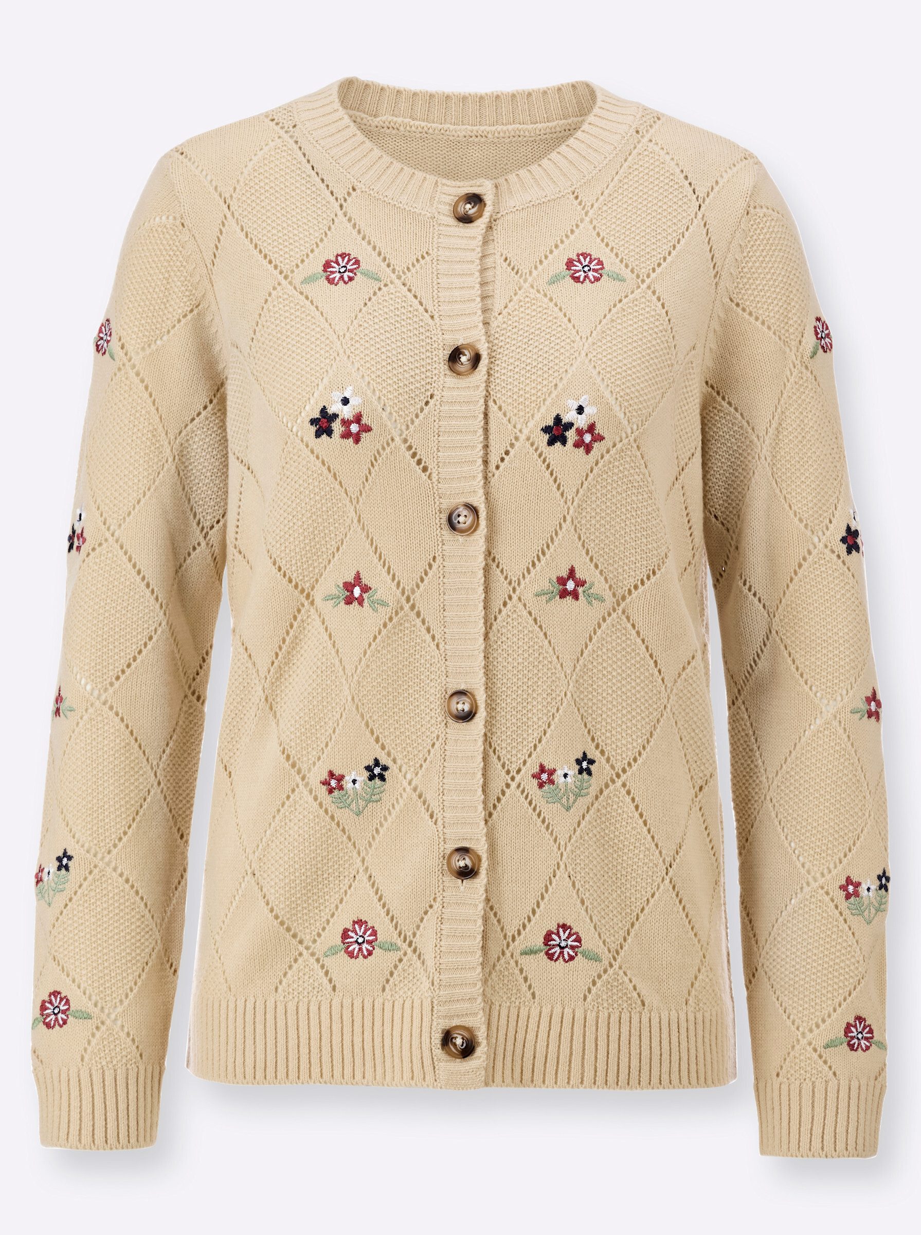 Strickjacke Strickjacke Langarm Ajour, Jersey