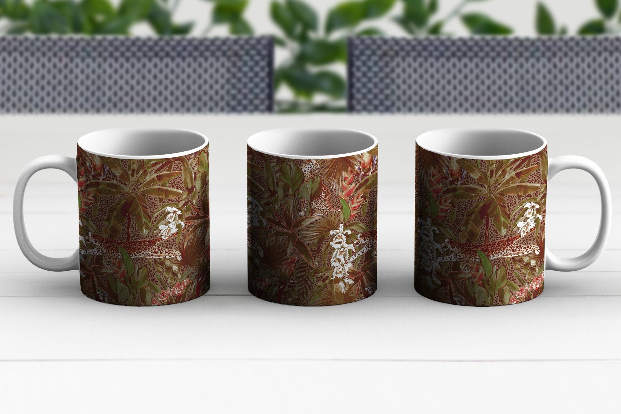 Teetasse, - Tasse Muster, - Keramik, MuchoWow - Becher, Dschungel Vintage Kaffeetassen, Teetasse, Natur Geschenk