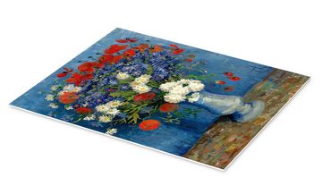 Posterlounge Forex-Bild Vincent van Gogh, Vase mit Kornblumen und Mohn, Wohnzimmer Malerei