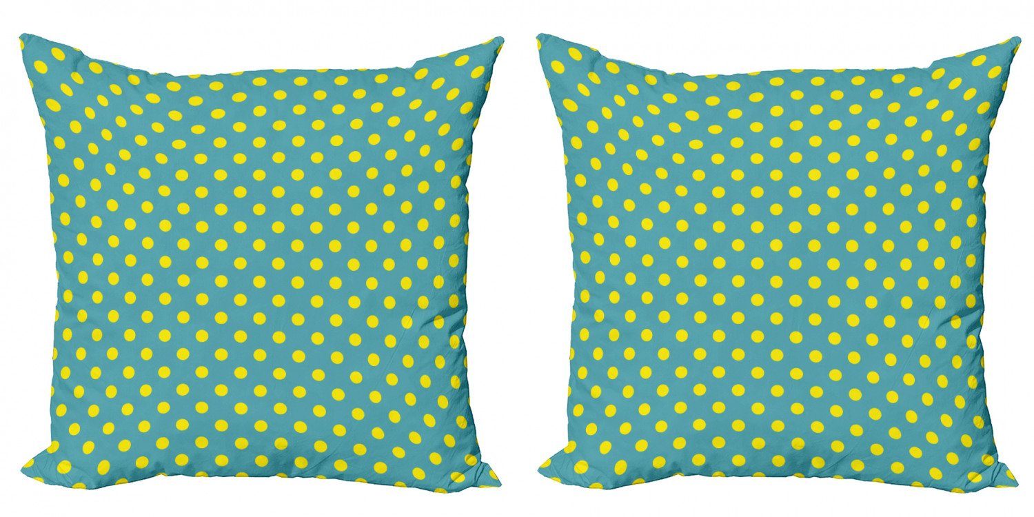 Kissenbezüge Modern Accent Doppelseitiger Digitaldruck, Abakuhaus (2 Stück), Gelb und Blau nostalgische Dots