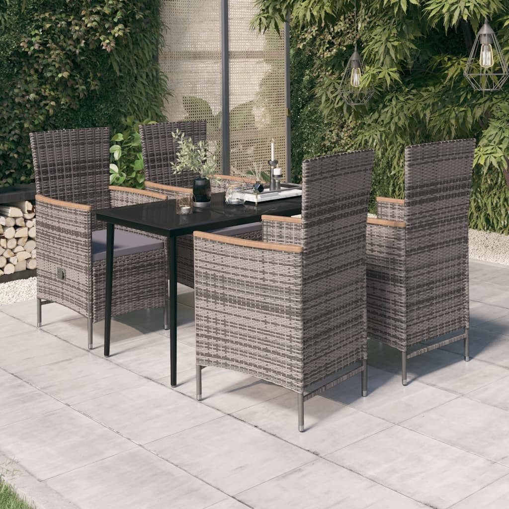 Garten-Essgruppe 140 cm Tischlnge 5-tlg Garten-Essgruppe mit Kissen Grau Sitzgruppe Set