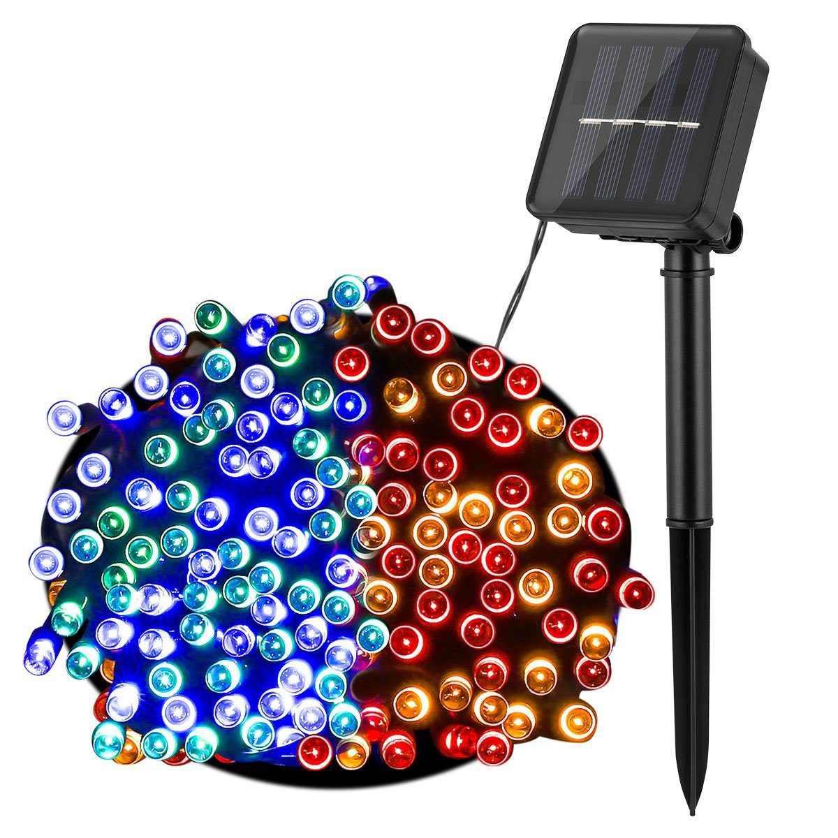 Lichterkette, LEDs Bunt Deko 12m/22m Wasserdicht LETGOSPT Innen Modi, IP65 LED-Lichterkette 8 Außen Lichtervorhang Solar Solarleuchte LED mit Garten 100/200