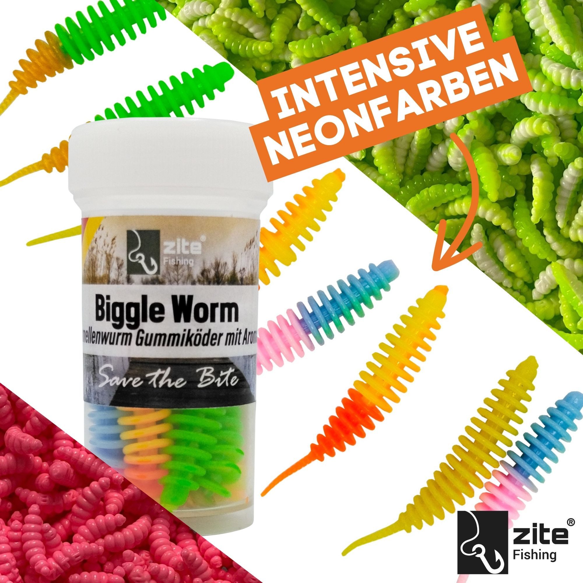 Zite Kunstköder Biggle Worm 6,5 cm 8 Stück - Lamellenwurm fürs UL-Angeln - Gummiköder