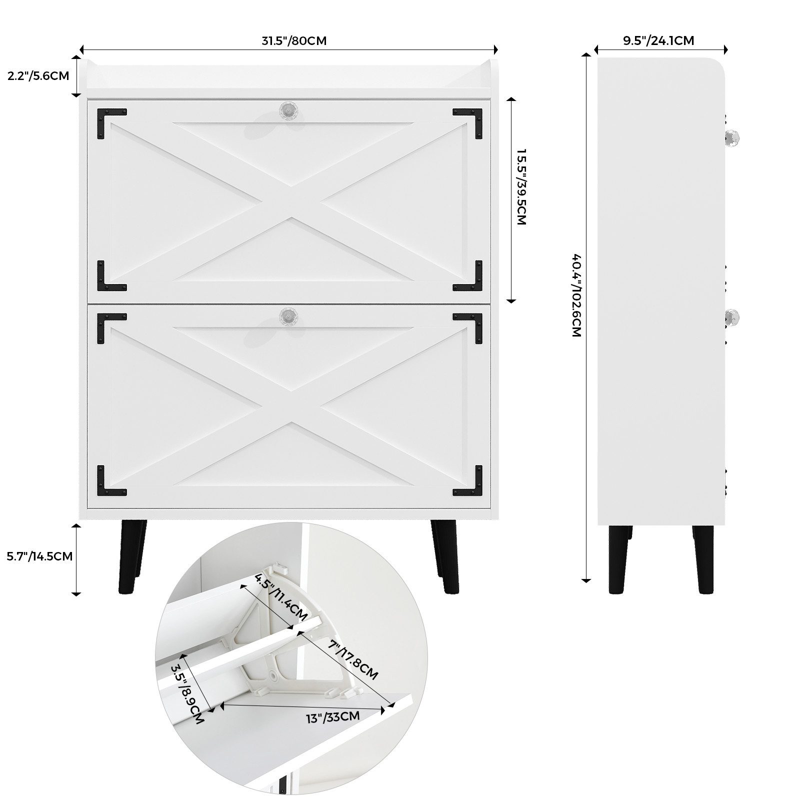 VOWNER Schuhschrank schmal mit 2 Klappen, einstellbar & entfernbar, mit Hol günstig online kaufen