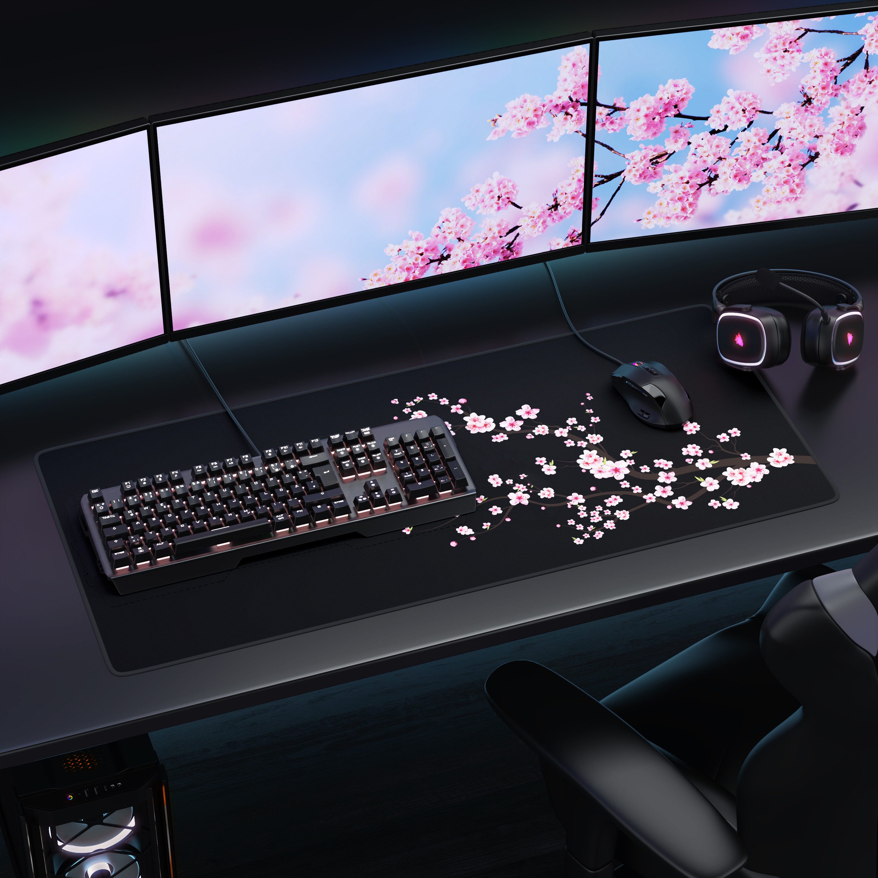 Titanwolf Gaming Mauspad XXL Speed Mousepad 900 x 400 x 3 mm, Schreibtischauflage, abwaschbar (1-St), rutschfeste Rückseite, Geschwindigkeit & Präzision, Sakura – Bild 5 von 5