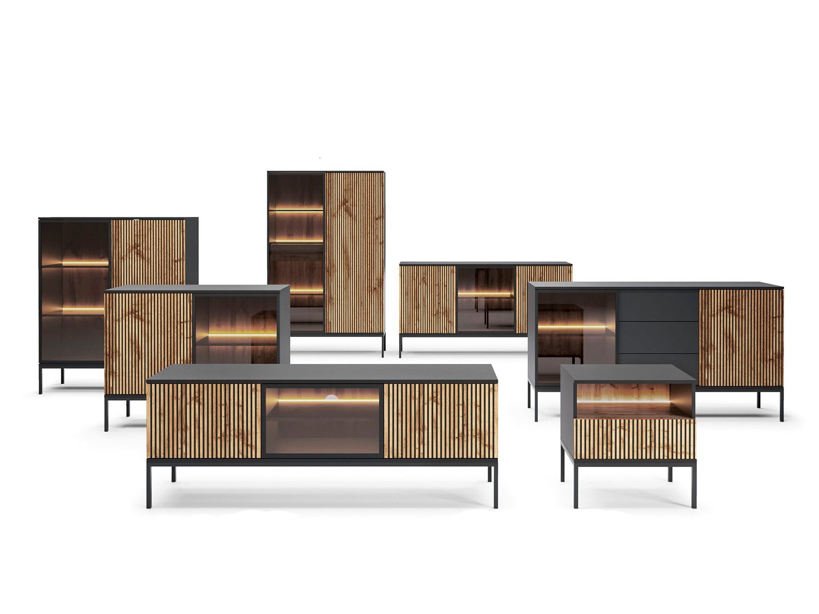 Compleo Schubkastenkommode LINO (mit 2-Drehtüren und 3-Schubladen), Kommode – Bild 4 von 5