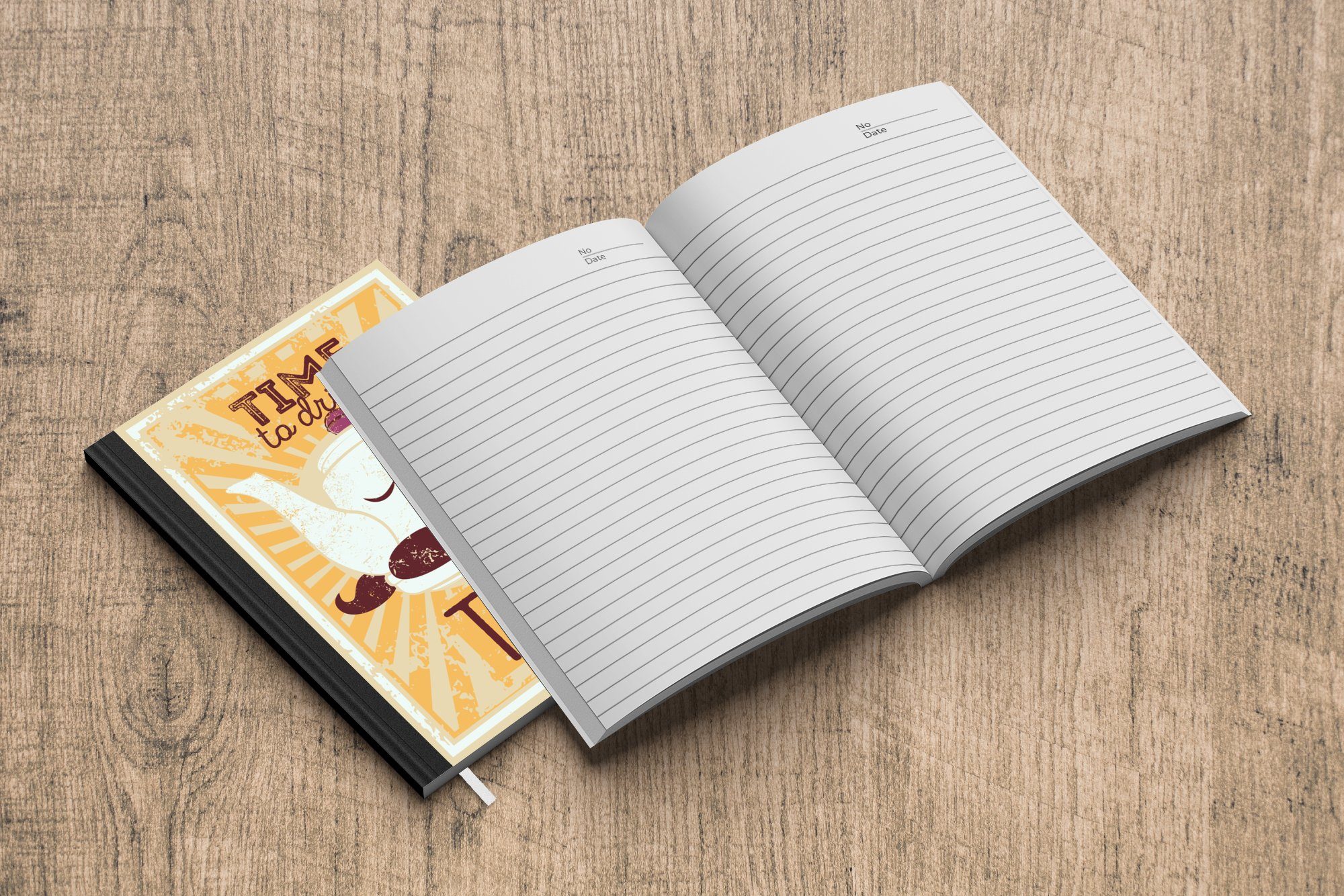 MuchoWow Notizbuch Illustration 98 auf Merkzettel, Journal, Tagebuch, gelbem Notizheft, A5, Haushaltsbuch Hintergrund, einer Teekanne Seiten