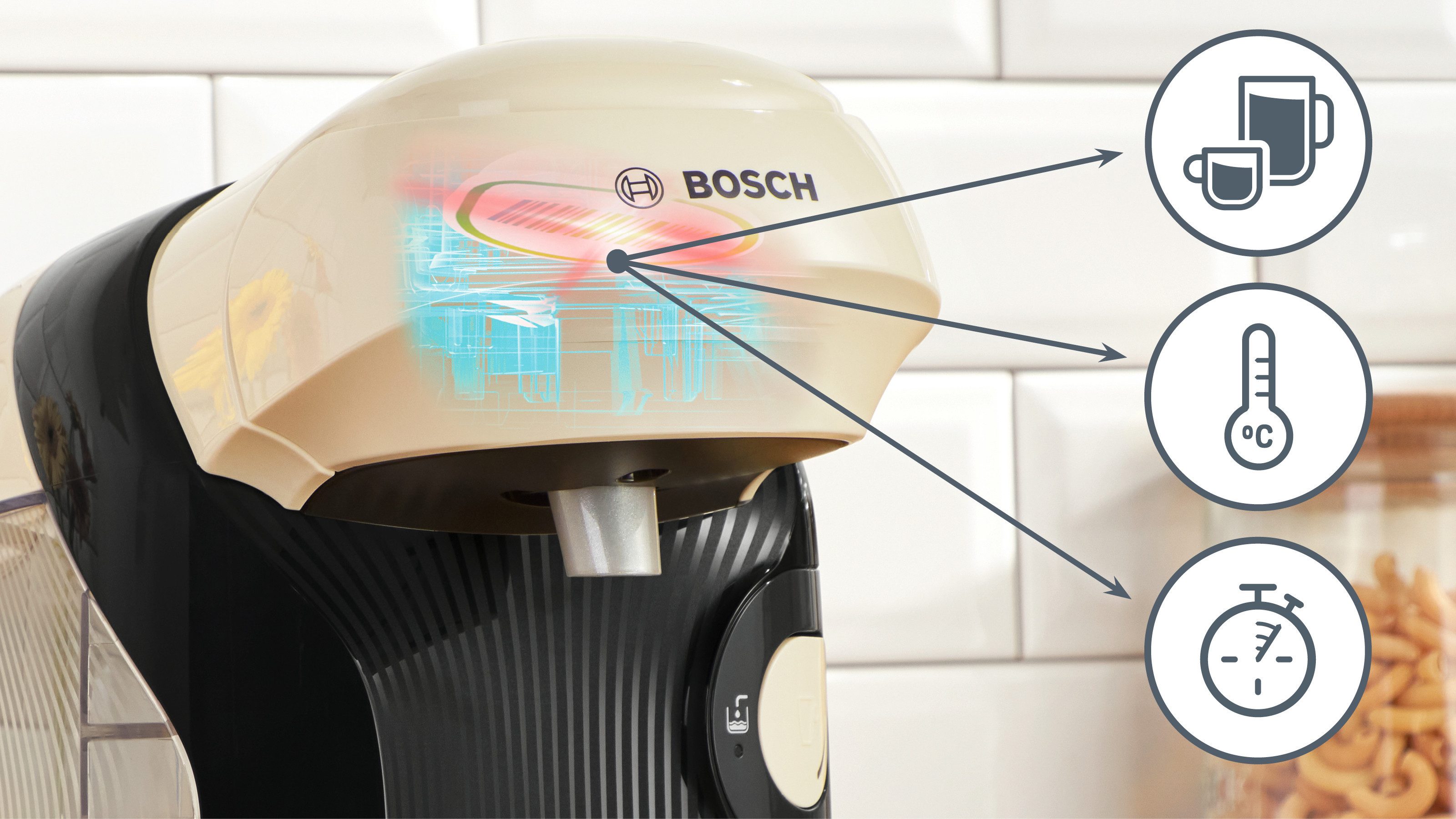 TASSIMO Kapselmaschine style friendly TAS117E, über 70 Getränke, platzsparend, geeignet für alle Tassen, Wassertank 0,7 L