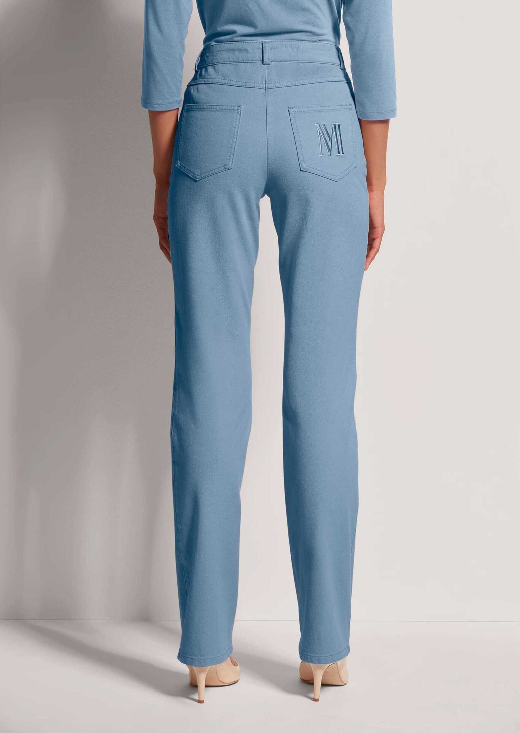 MADELEINE Gerade Jeans Schmale Jeans im Five-Pocket-Style Basichose mit Formbund, Gürtelschlaufen und Knöchellang