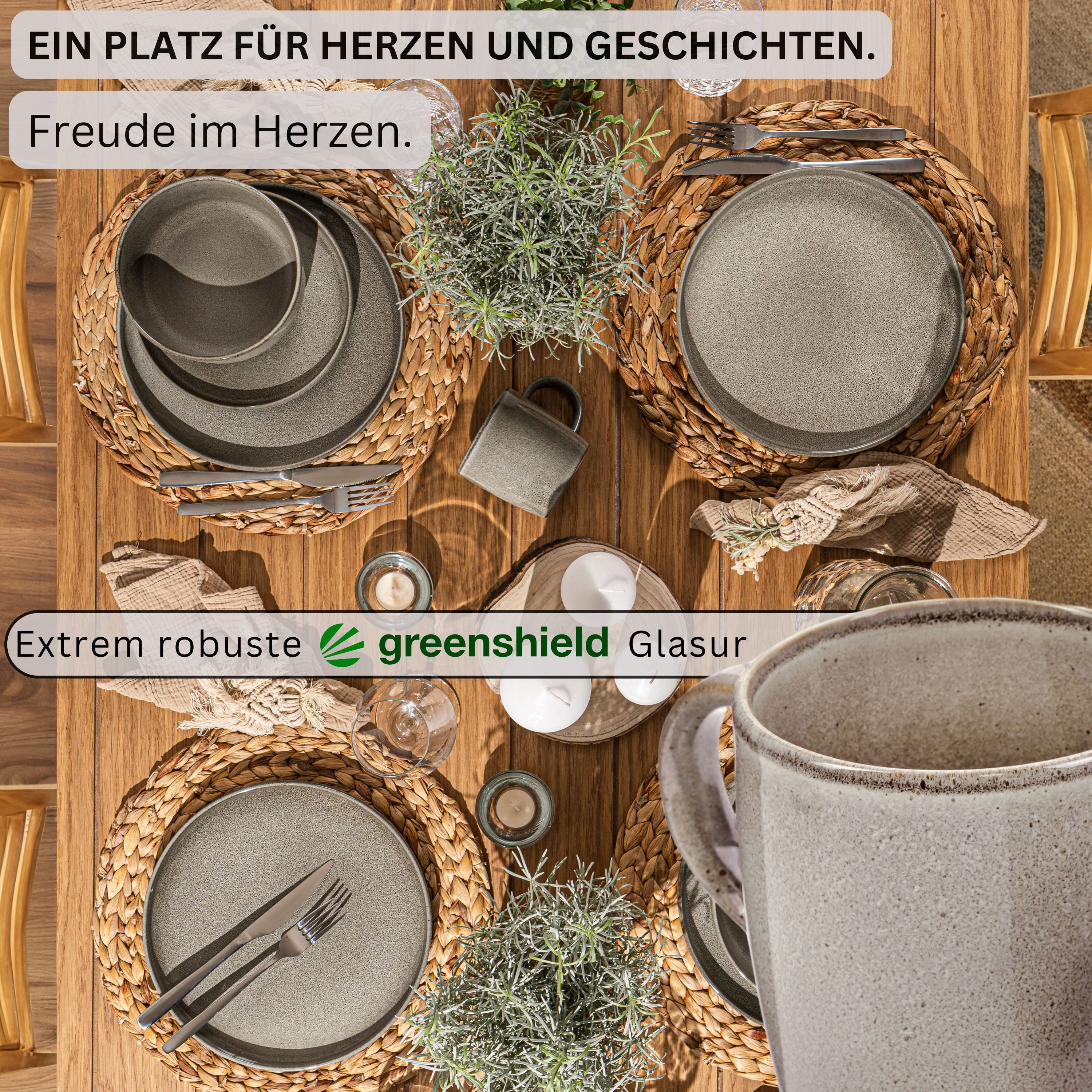 SÄNGER Becher Set Kairo, 6-tlg., Steingut, 6 tlg. Kairo Clay Kaffeebecher, Grau, Handmade, VALUE COLLECTION