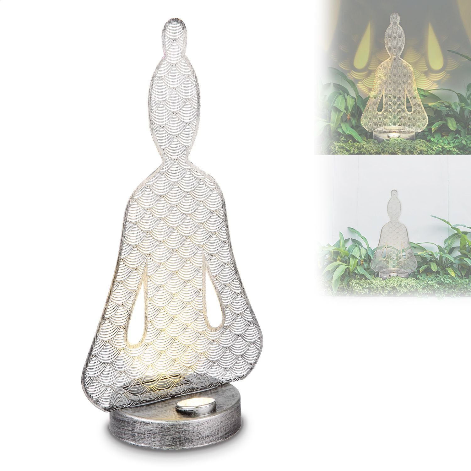LED Solarleuchte Solarleuchte Garten Buddha 36cm Solarlampe Außen Leuchte Solar mit
