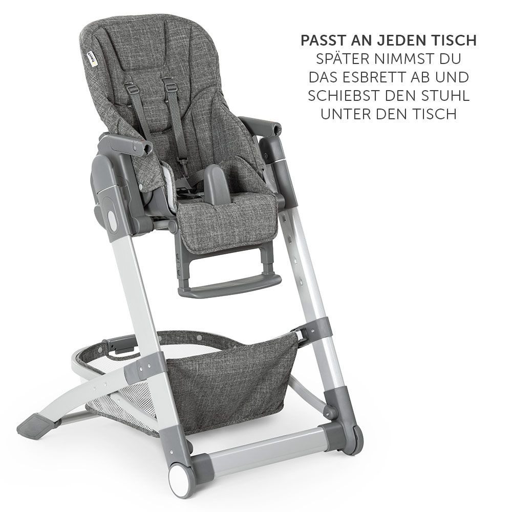 Hauck Hochstuhl Grow Up - Melange Grey, Babystuhl & Babyliege ab Geburt mit Tisch höhenverstellbar klappbar – Bild 4 von 5
