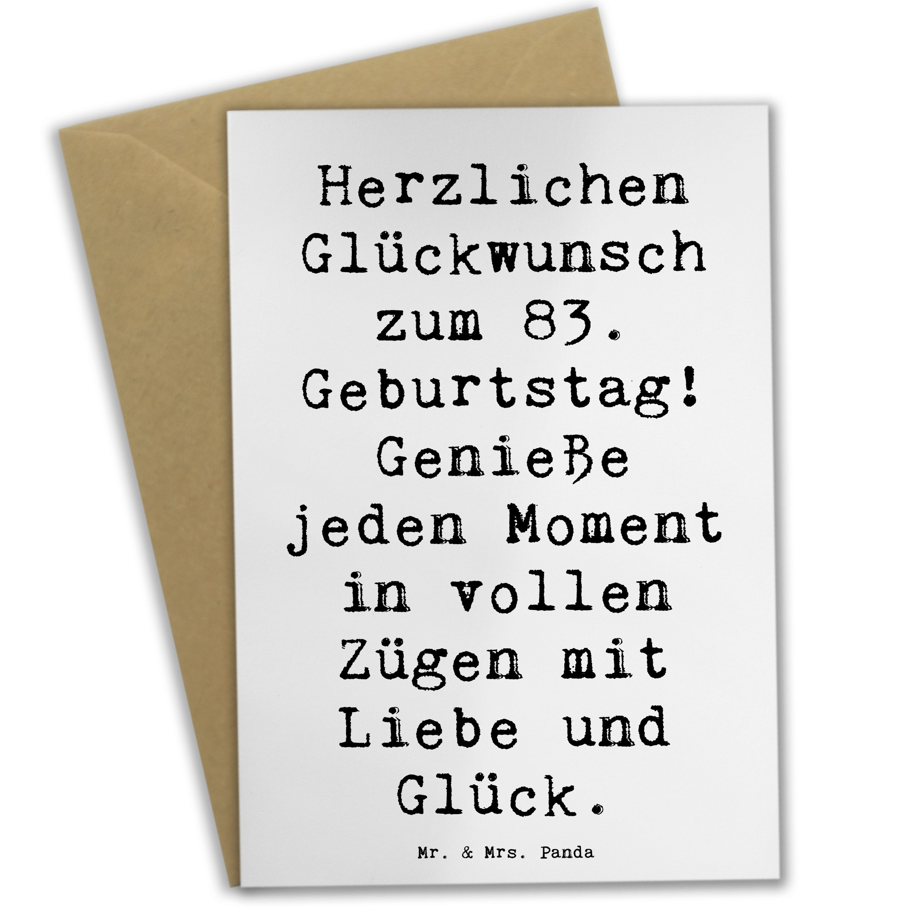 Grußkarte Spruch 83. Geburtstag Liebe Glück - Weiß - Geschenk, 83 Jahre, Geburt