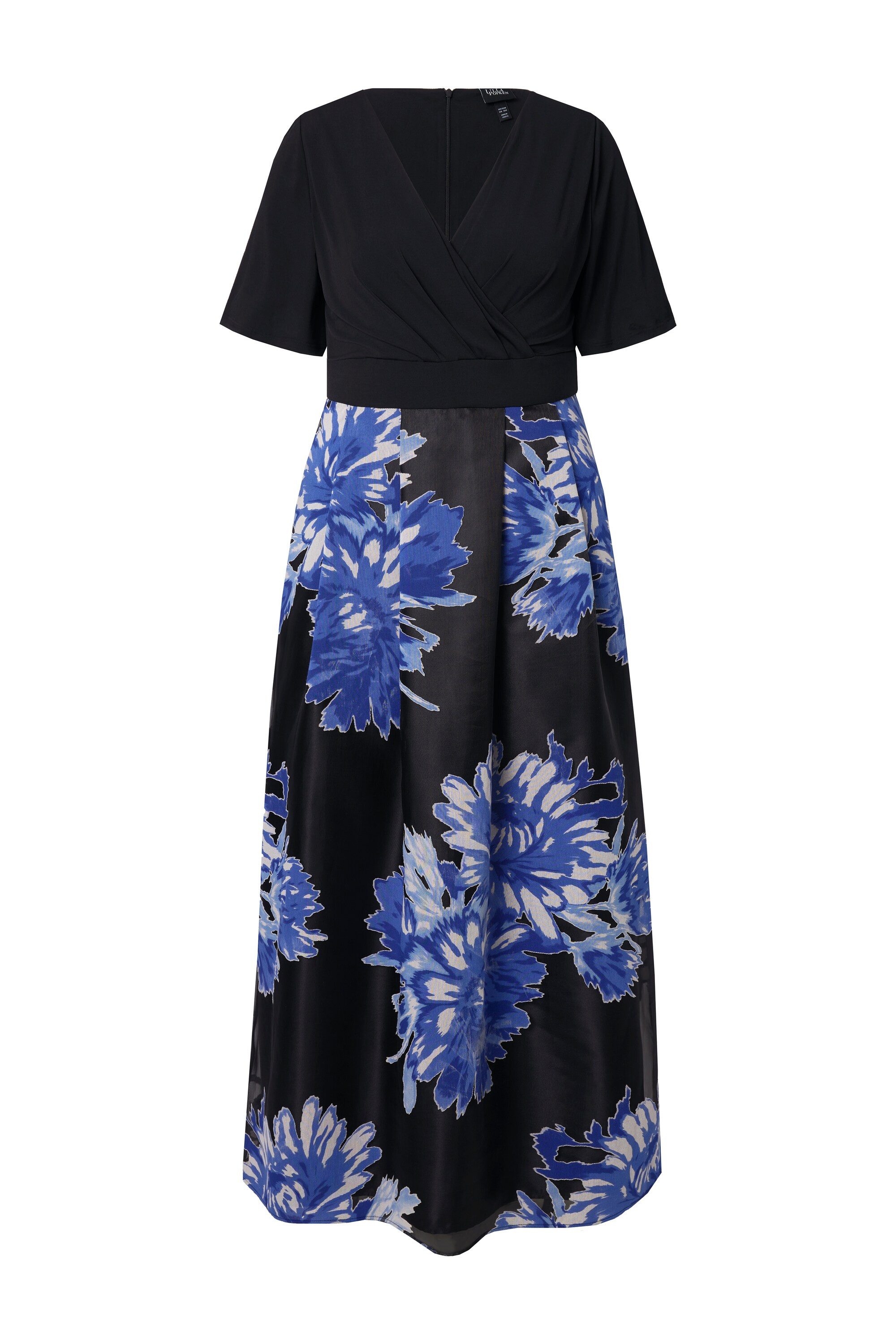 Ulla Popken Abendkleid Maxikleid Ausbrenner-Rock V-Ausschnitt günstig online kaufen